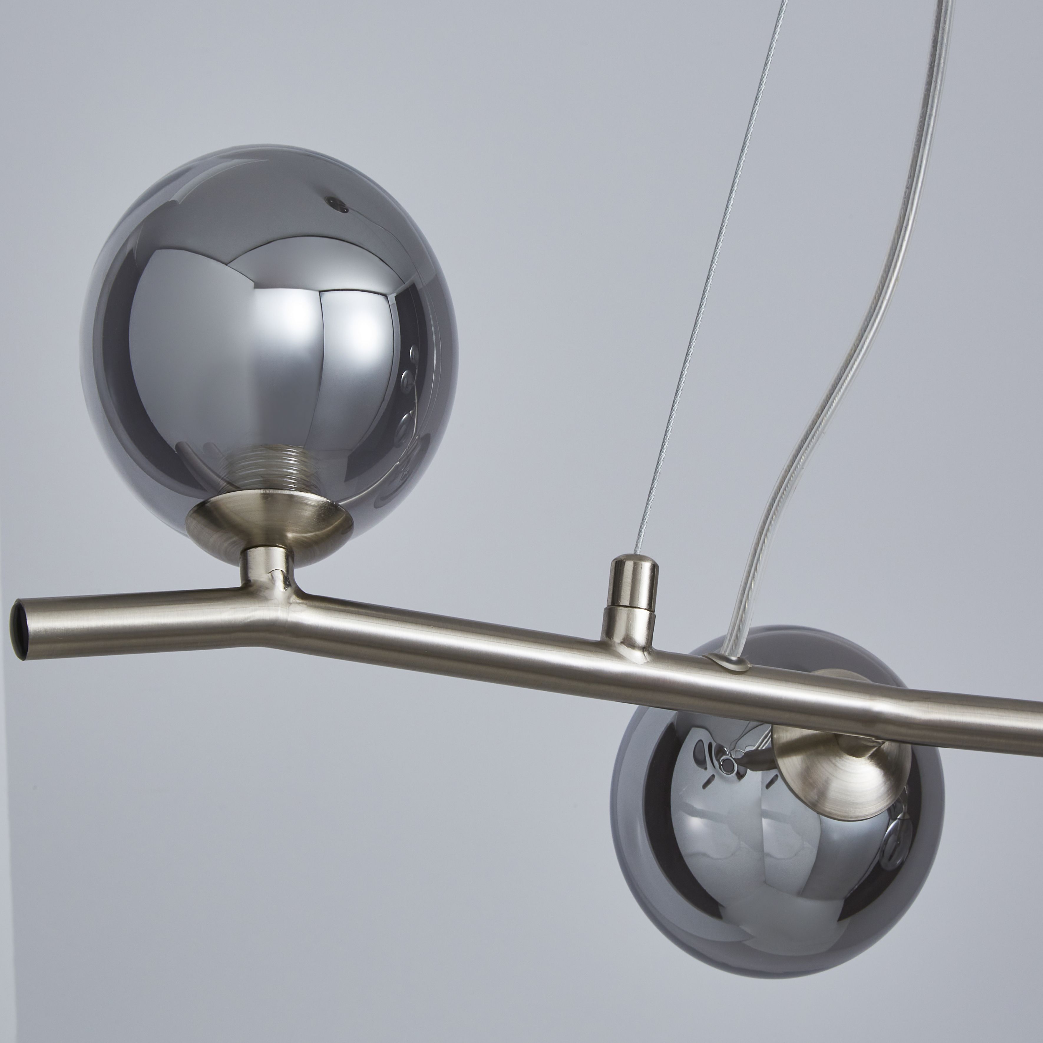 Fortuna Satin Nickel effect 5 Lamp Pendant ceiling light, (Dia)800mm