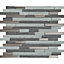 Foxe Grey muretto Glass & stainless steel Mosaic tile sheet, (L)300mm (W)300mm
