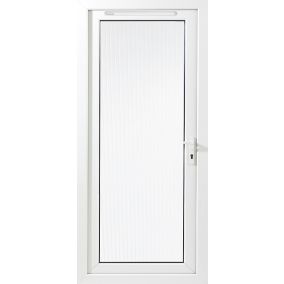 Framed White PVC LH External Back door, (H)2060mm (W)840mm