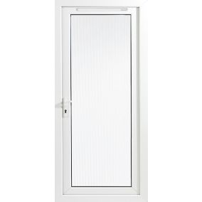 Framed White PVC RH External Back door, (H)2060mm (W)840mm