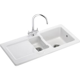 Franke Livorno White Ceramic 1.5 Bowl Kitchen sink 500mm x 1000mm