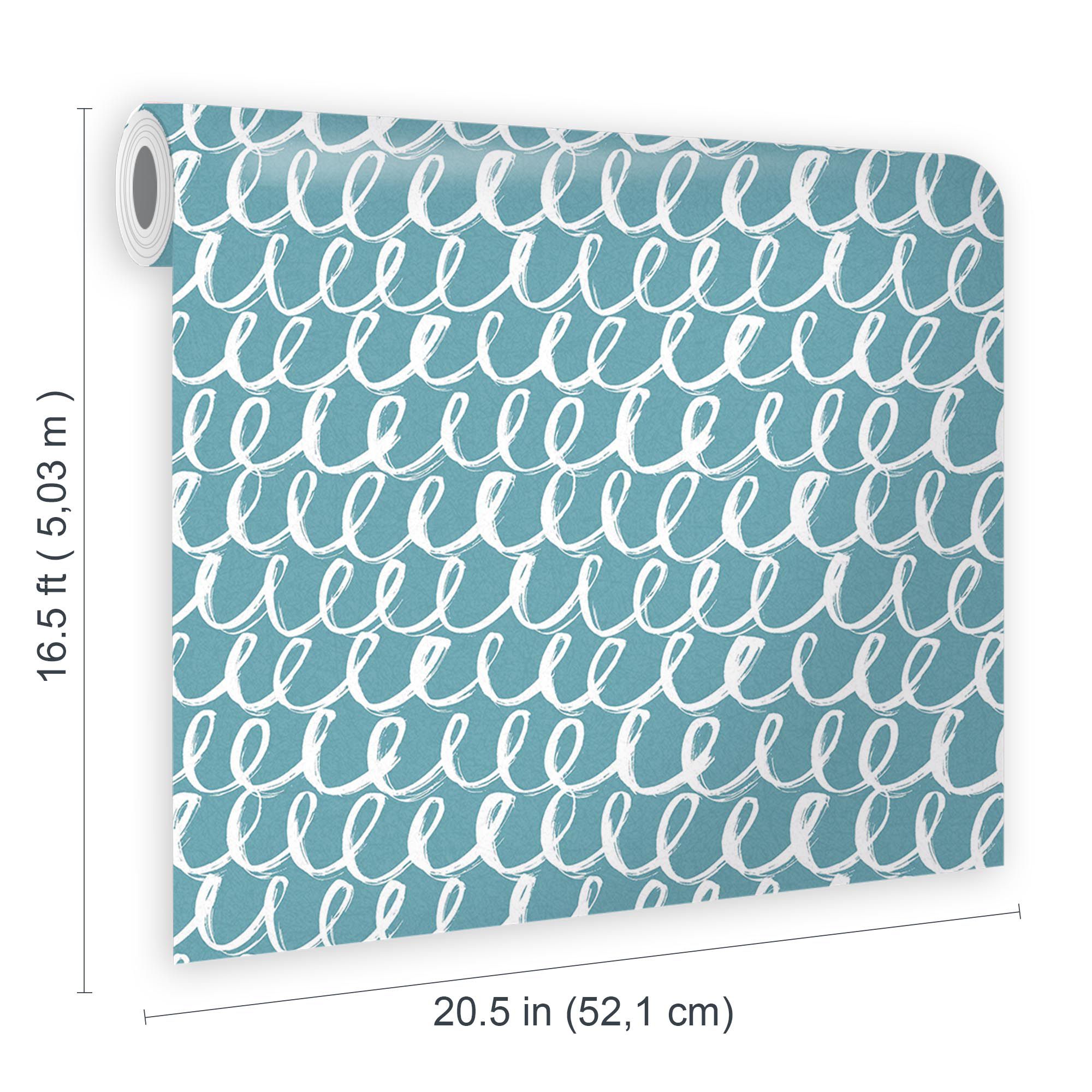 Fresco Blue Sea swirl Smooth Wallpaper Sample