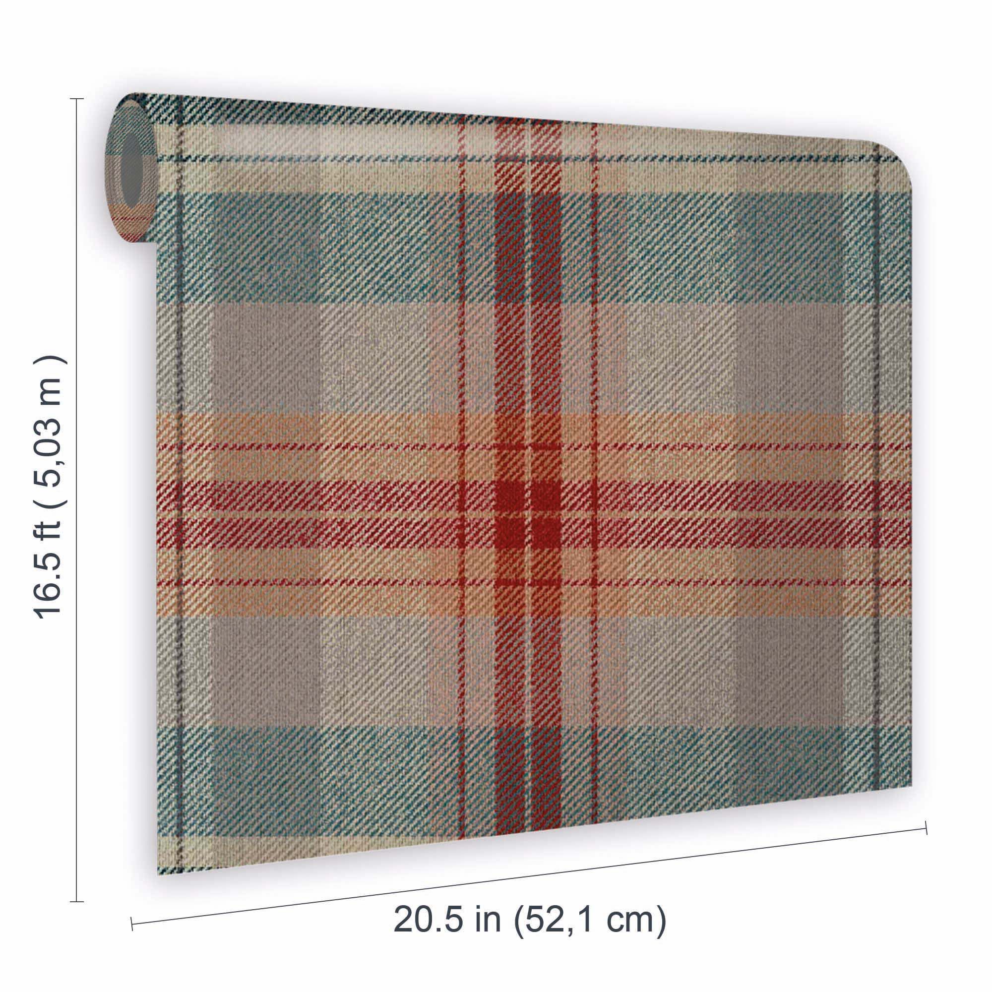 Fresco Cosy Green & red Tartan Smooth Wallpaper