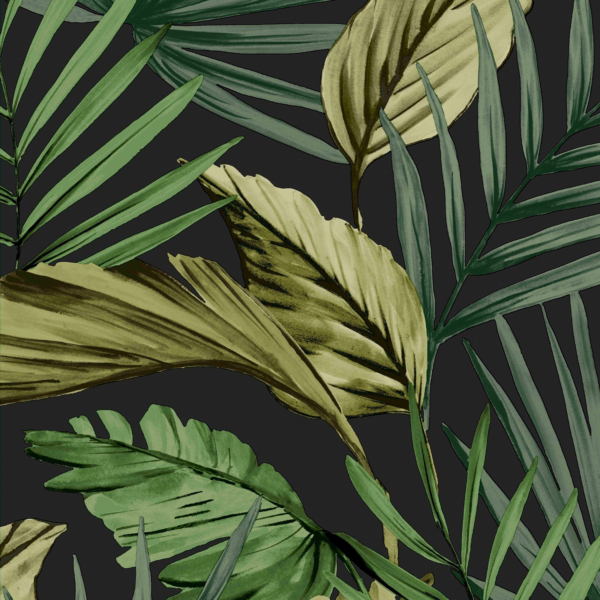 Fresco Green Palm leaves Smooth Wallpaper