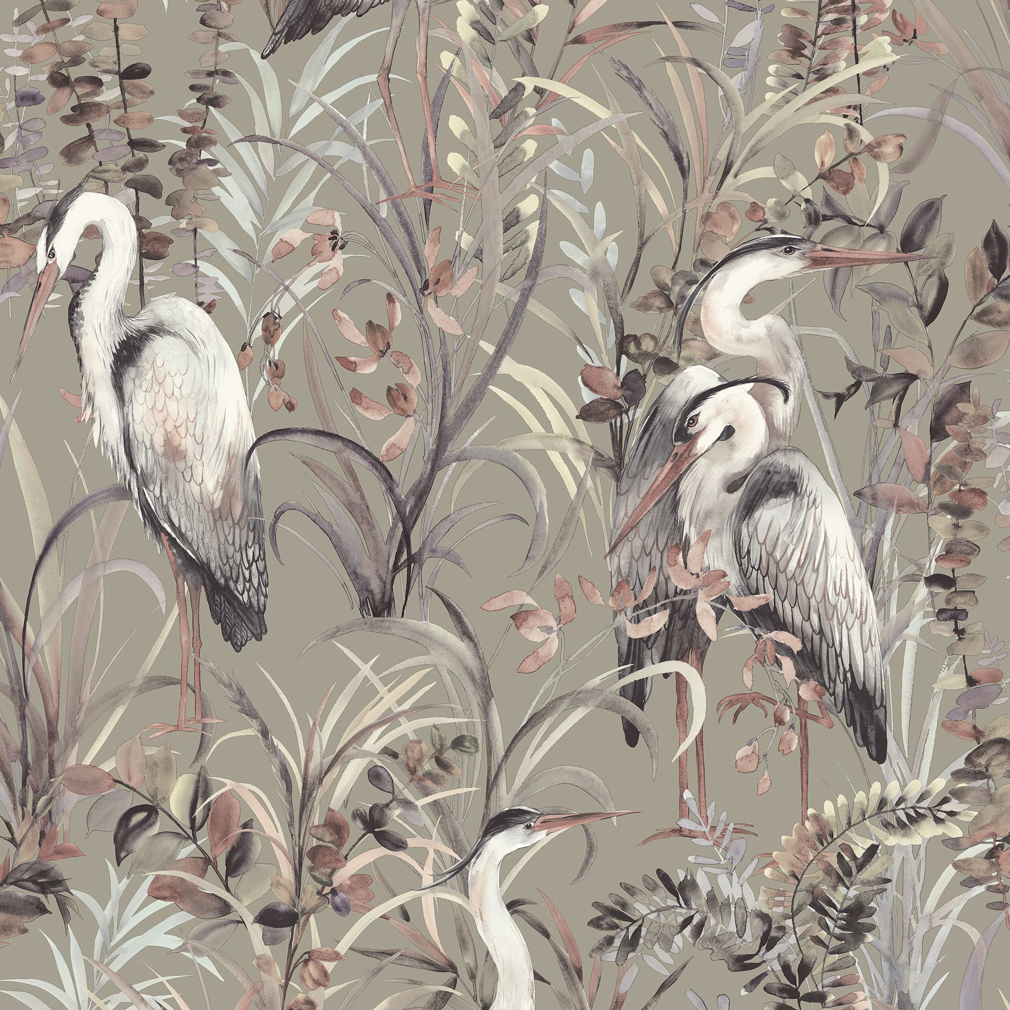 Fresco Grey Heron Smooth Wallpaper