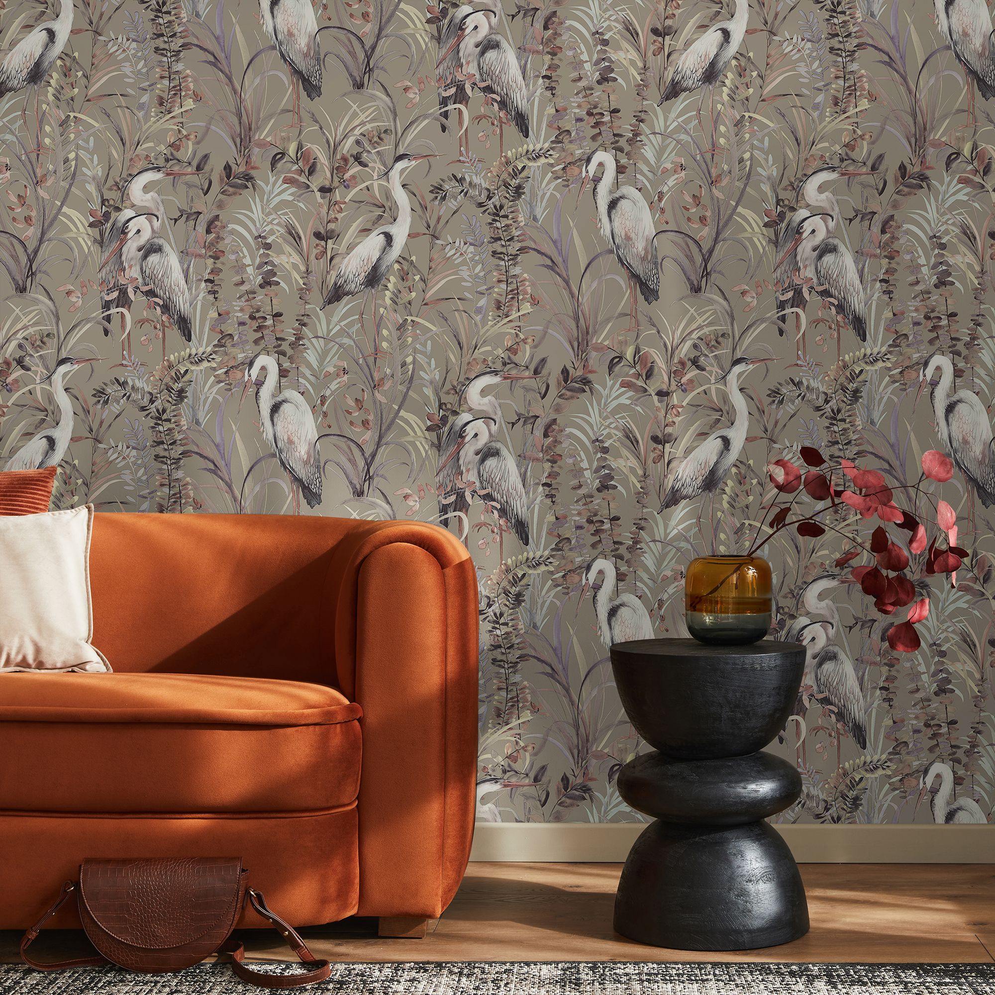 Fresco Grey Heron Smooth Wallpaper