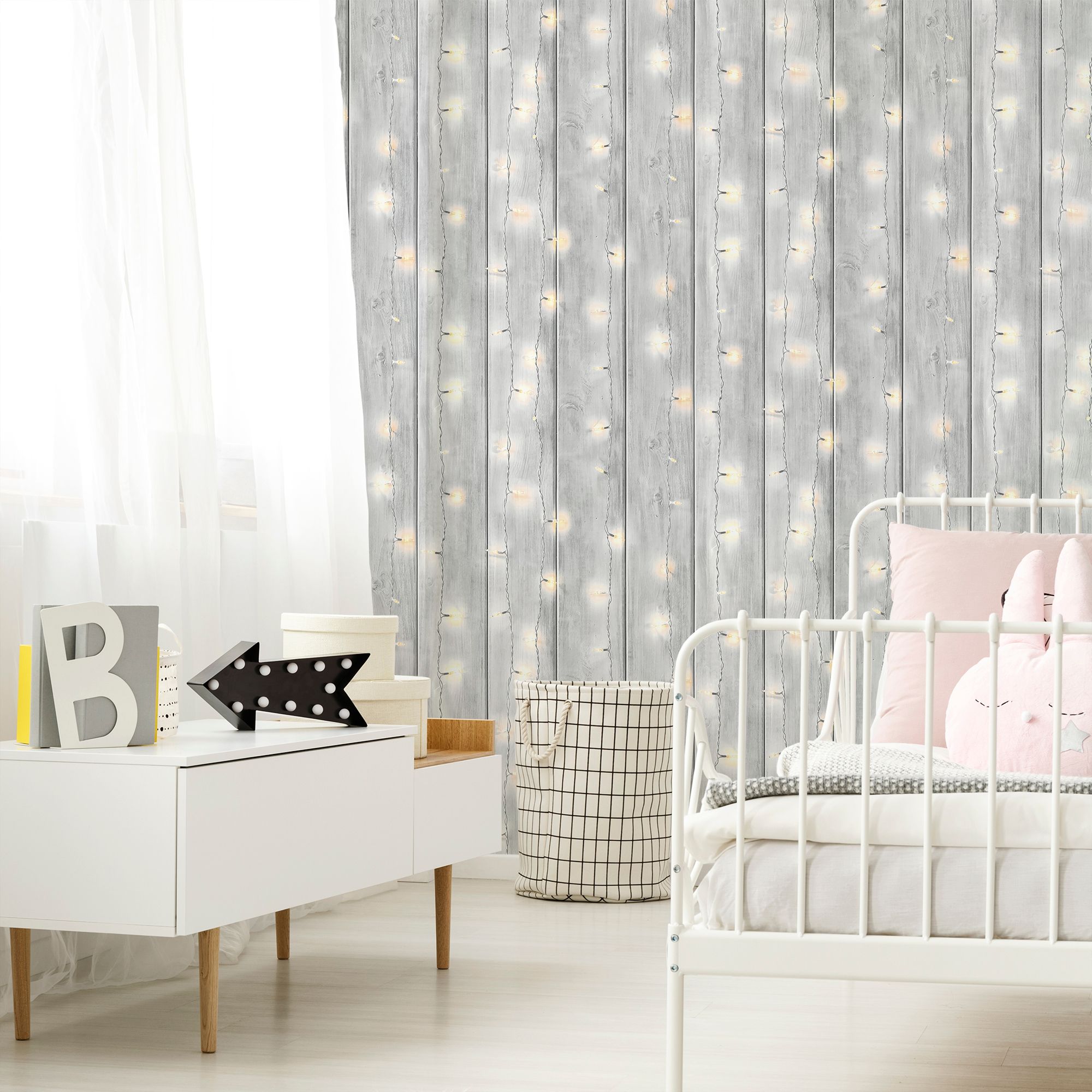 Fresco Grey Twinkle lights Smooth Wallpaper