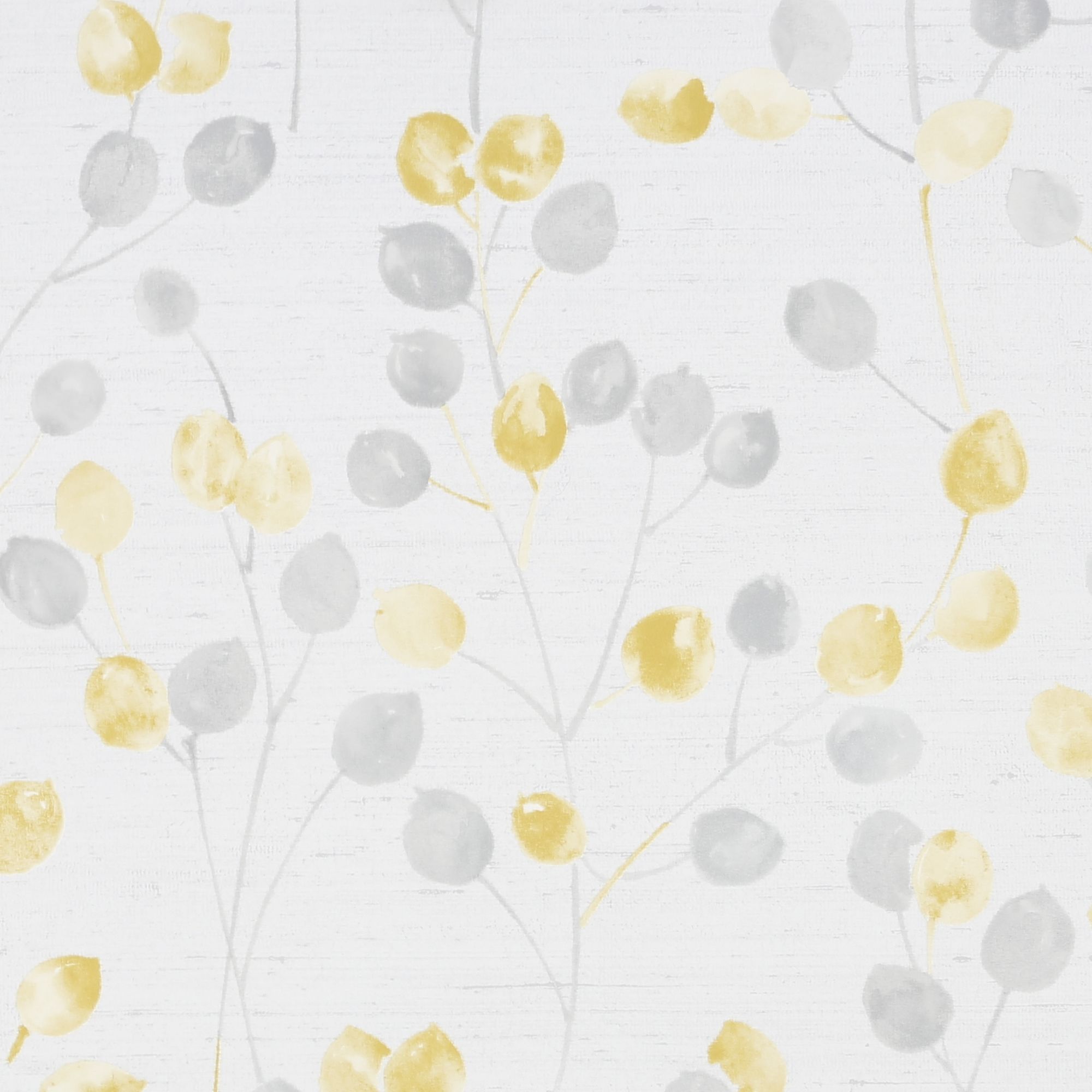Fresco Honesty Grey & ochre Floral Smooth Wallpaper