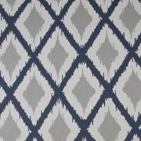 Fresco Ikat Blue & grey Geometric Smooth Wallpaper