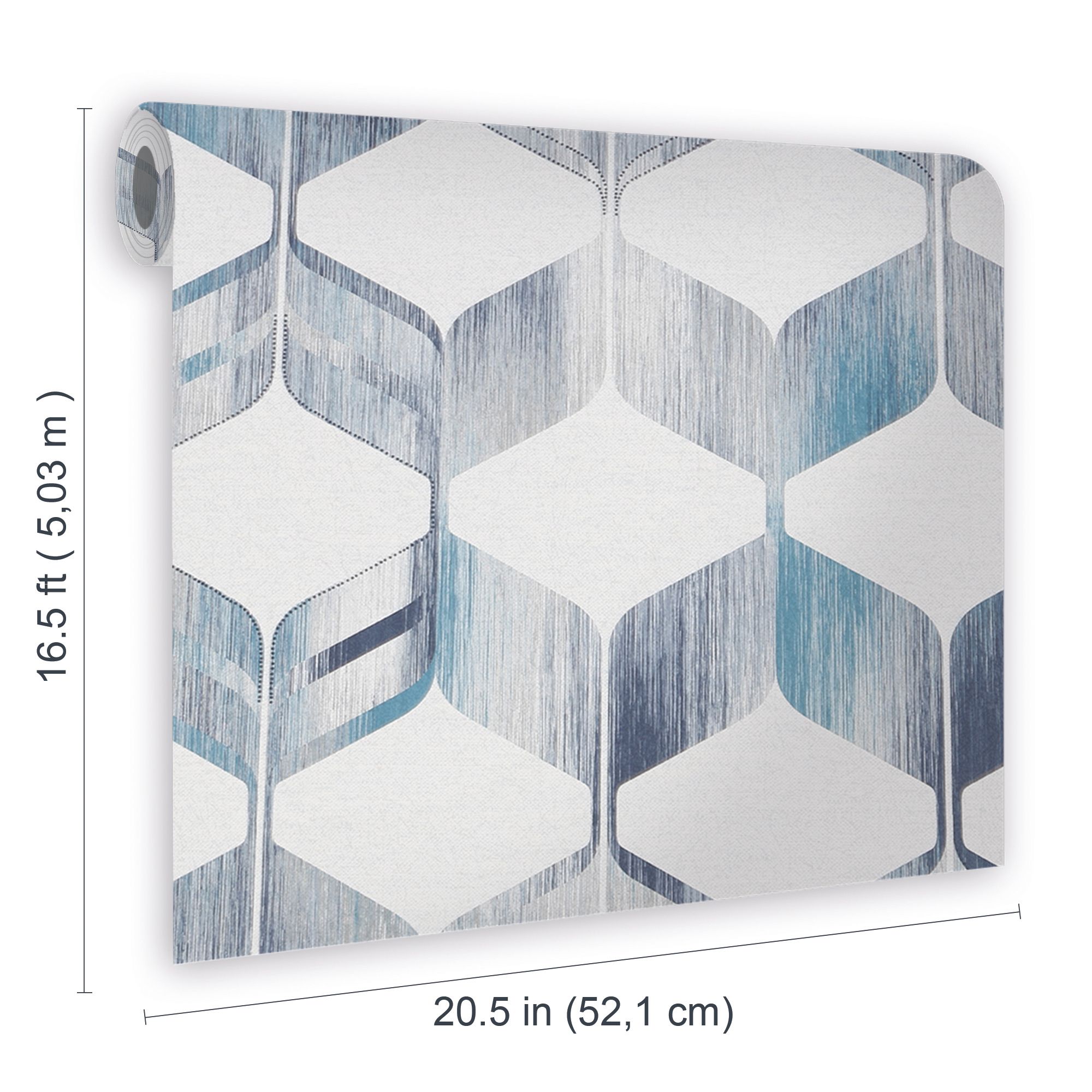 Fresco Maya Blue & cream Geometric Smooth Wallpaper