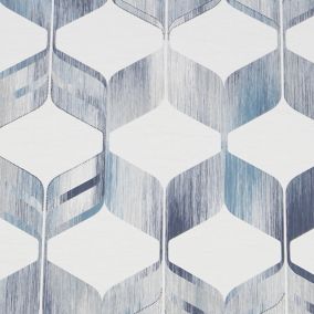 Fresco Maya Blue & cream Geometric Smooth Wallpaper