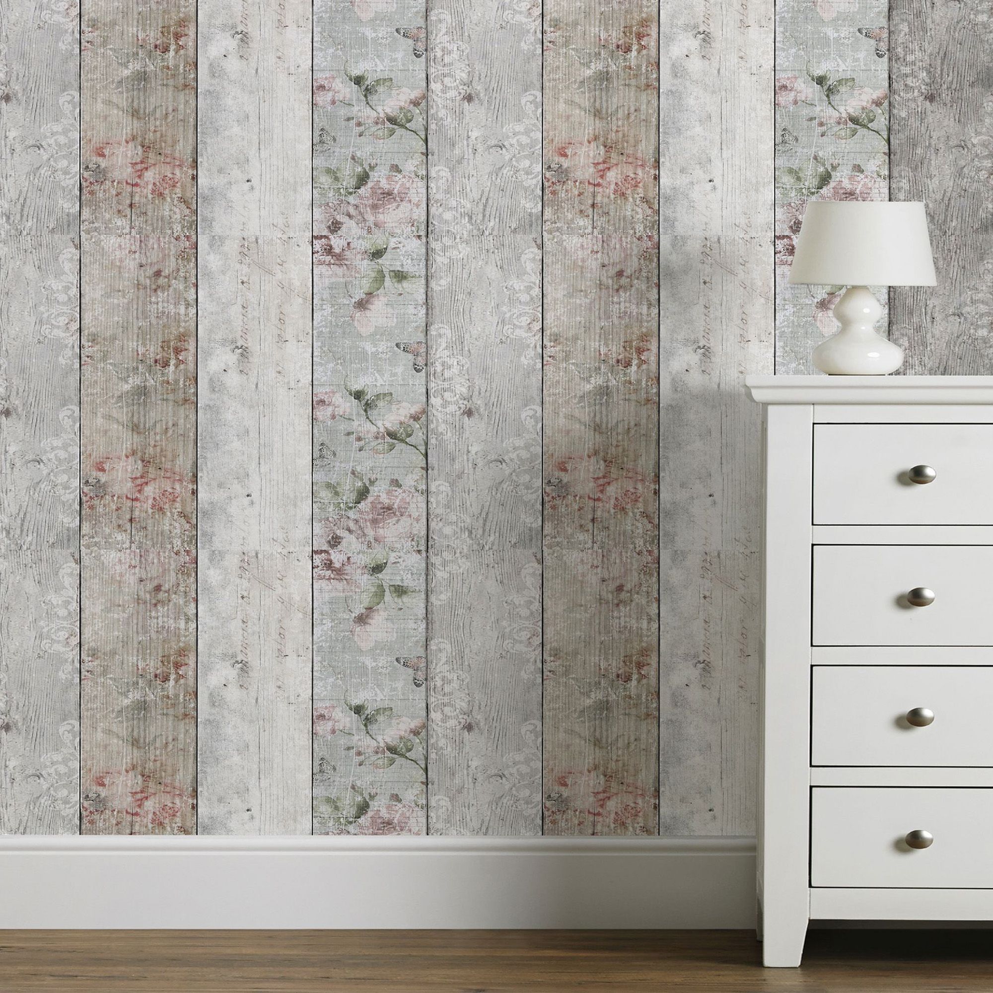 Fresco Multicolour Distressed effect Bricks & woods Smooth Wallpaper Sample