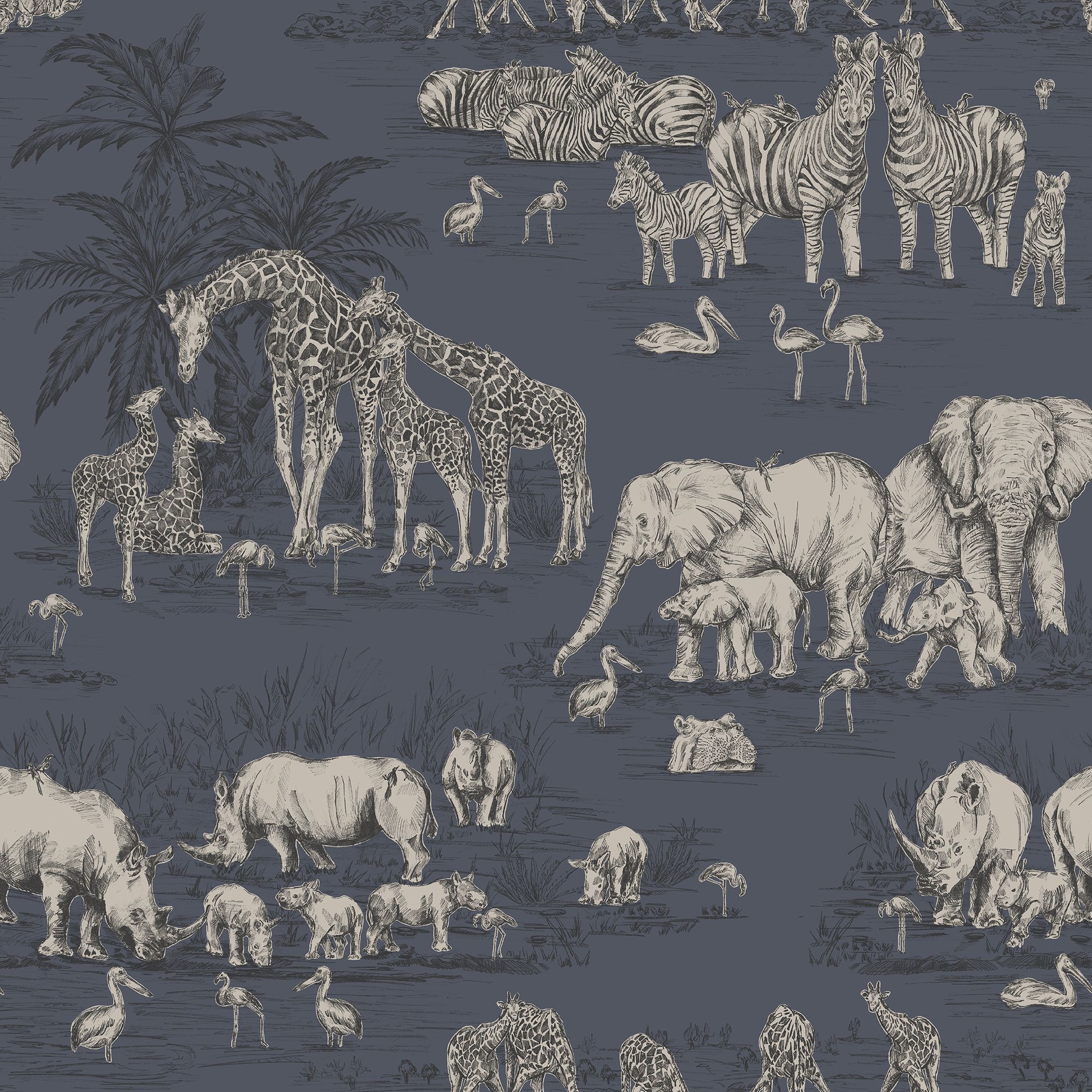 Fresco Navy Watering Hole Mica effect Smooth Wallpaper