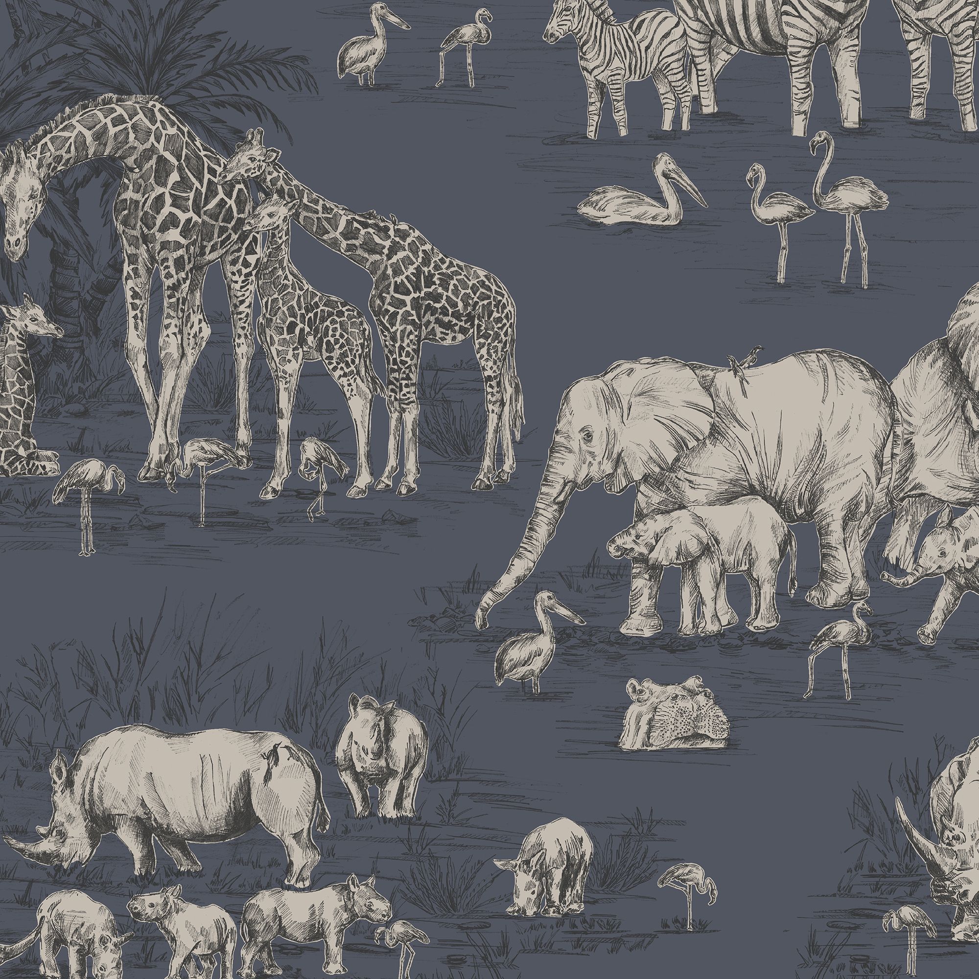 Fresco Navy Watering Hole Mica effect Smooth Wallpaper