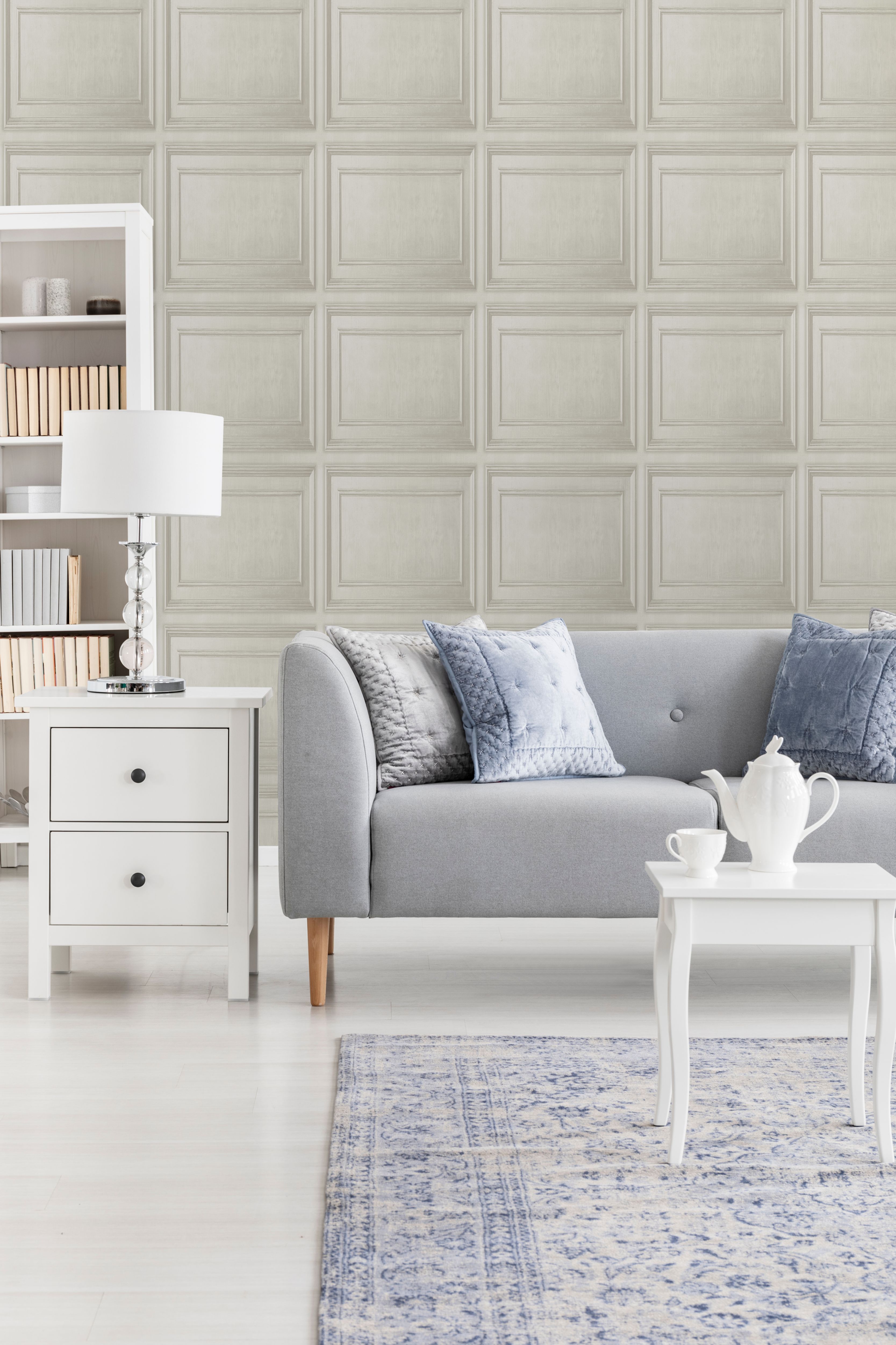 Fresco Neutral Wood panelling Smooth Wallpaper