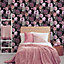 Fresco Pandora drama Black & pink Floral Smooth Wallpaper