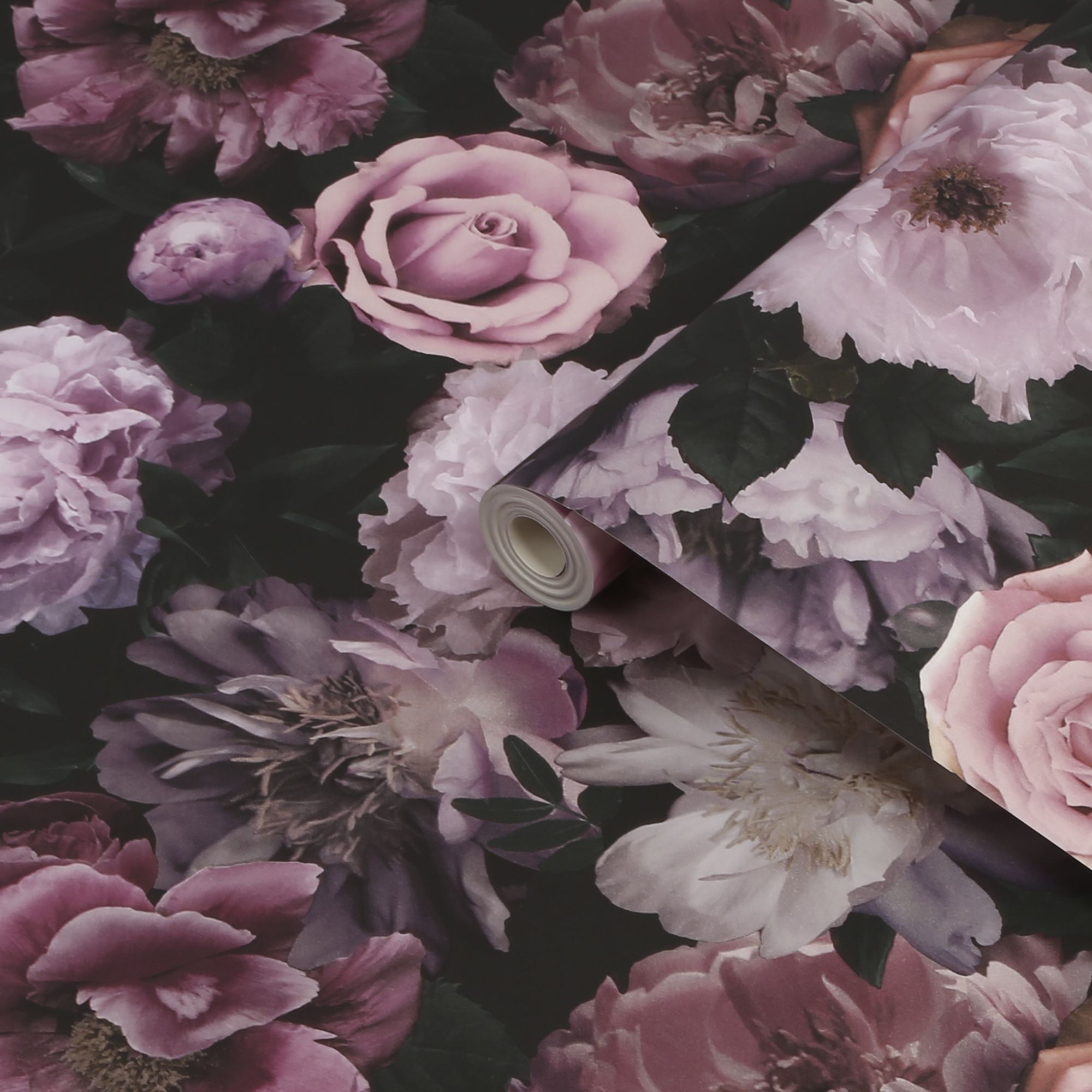 Fresco Pandora drama Black & pink Floral Smooth Wallpaper