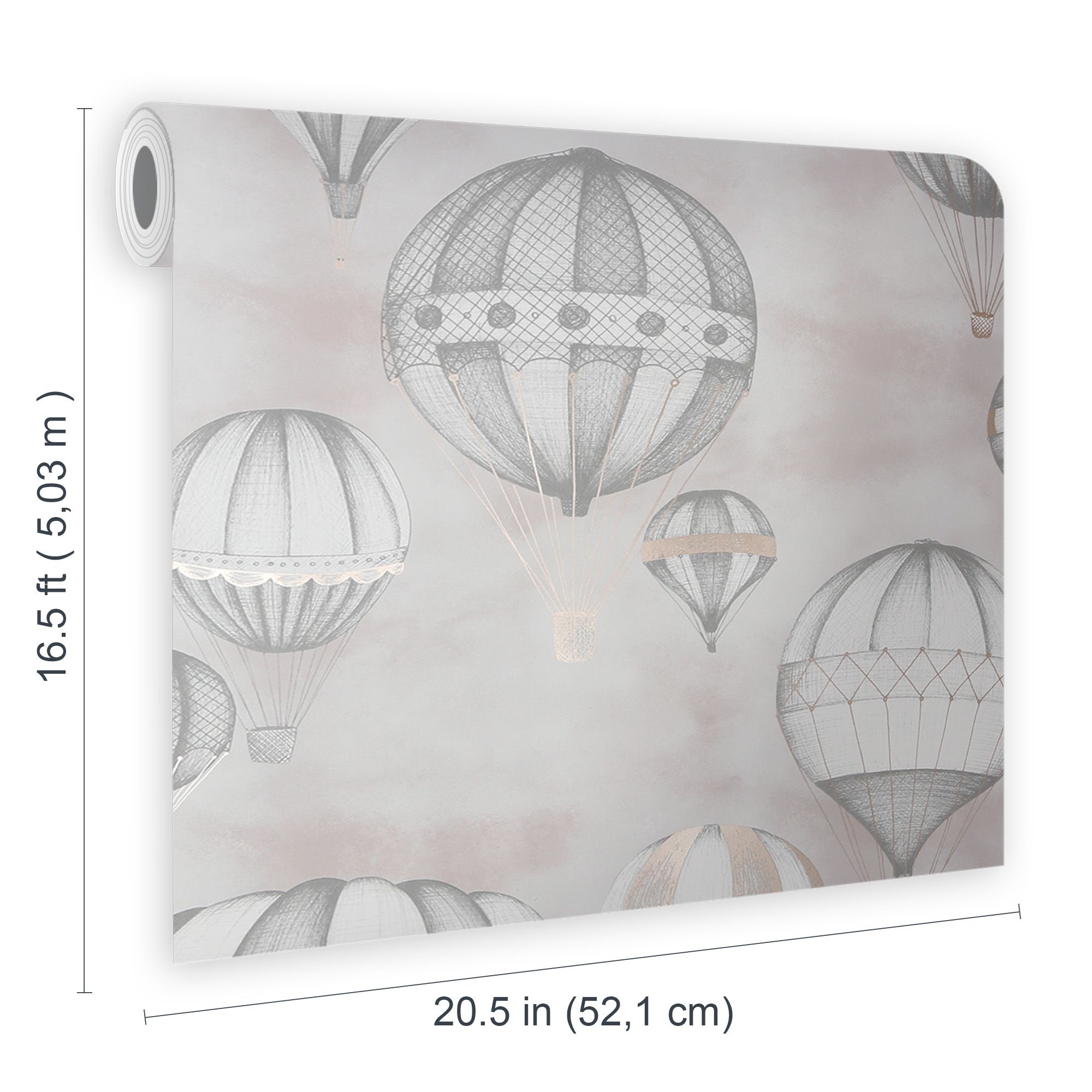 Fresco Rose gold effect Balloon fiesta Smooth Wallpaper