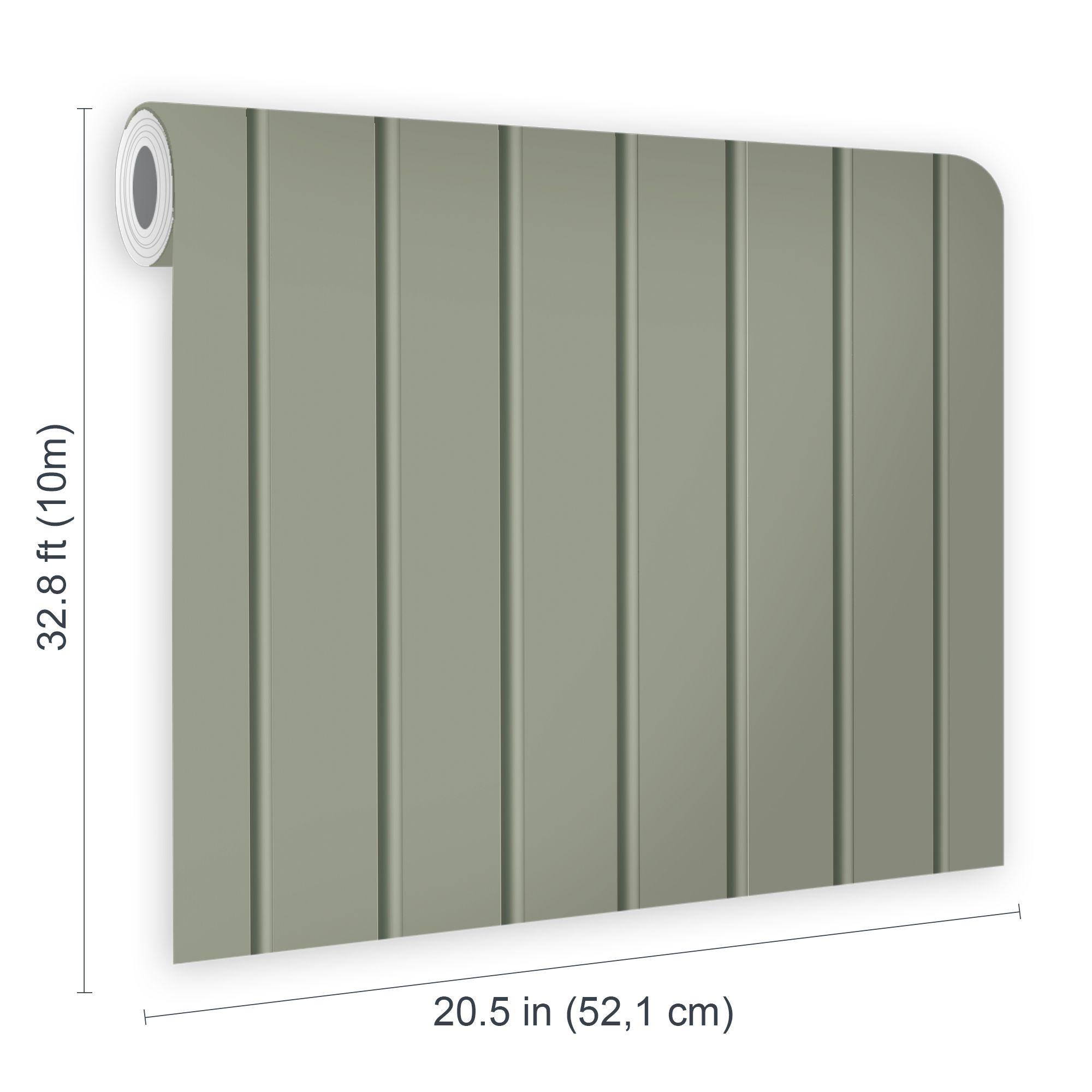 Fresco Sage Slats Wood panel effect Smooth Wallpaper