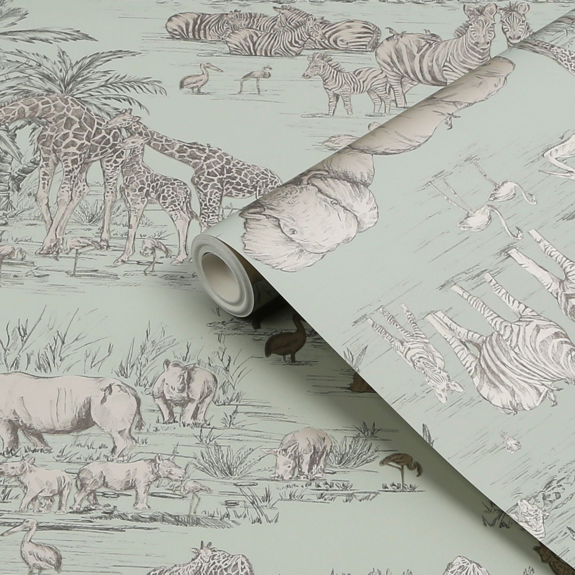 Fresco Sage Watering Hole Mica effect Smooth Wallpaper