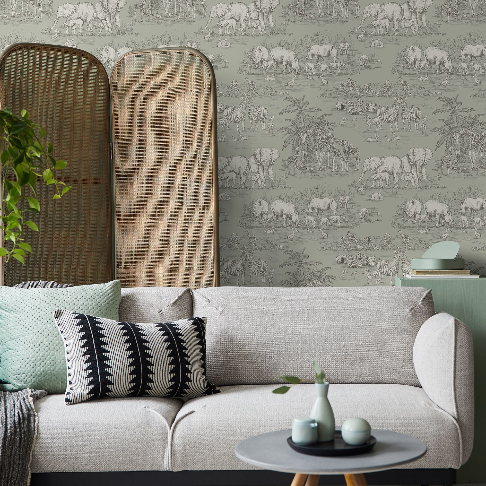 Fresco Sage Watering Hole Mica effect Smooth Wallpaper