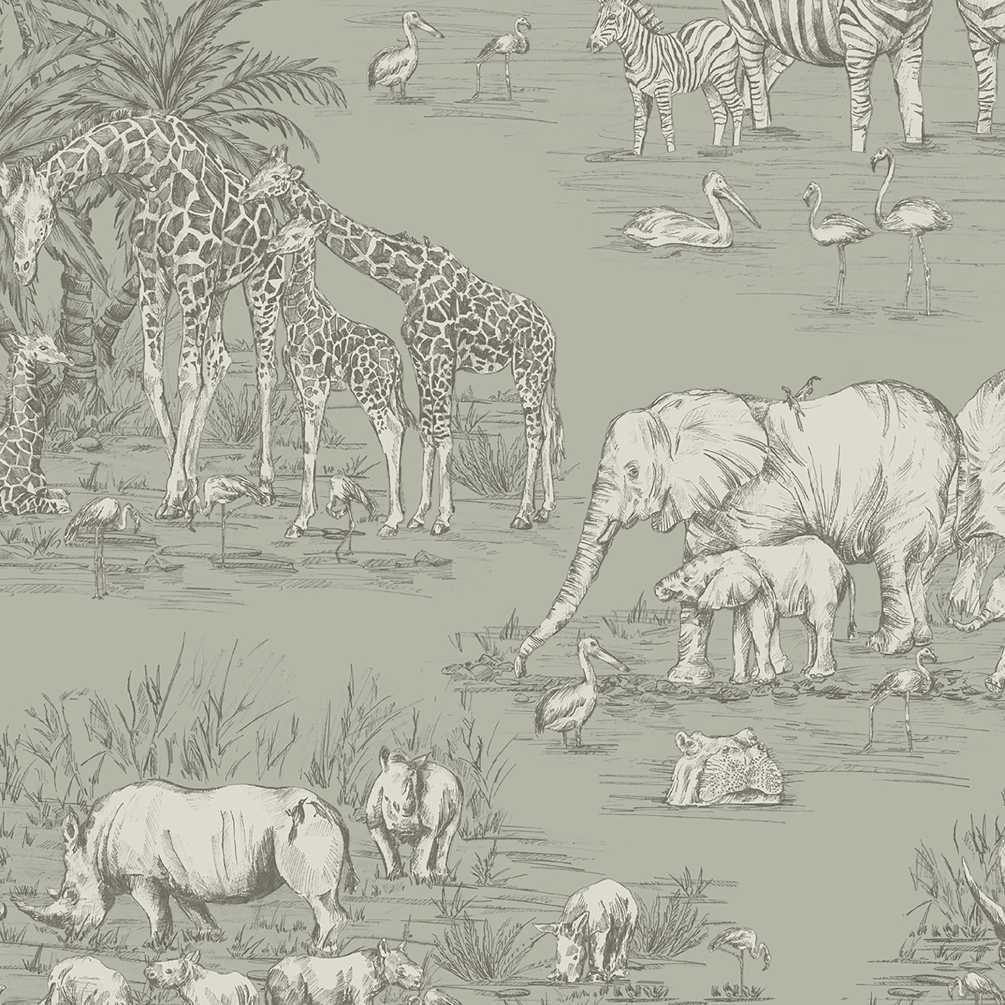 Fresco Sage Watering Hole Mica effect Smooth Wallpaper