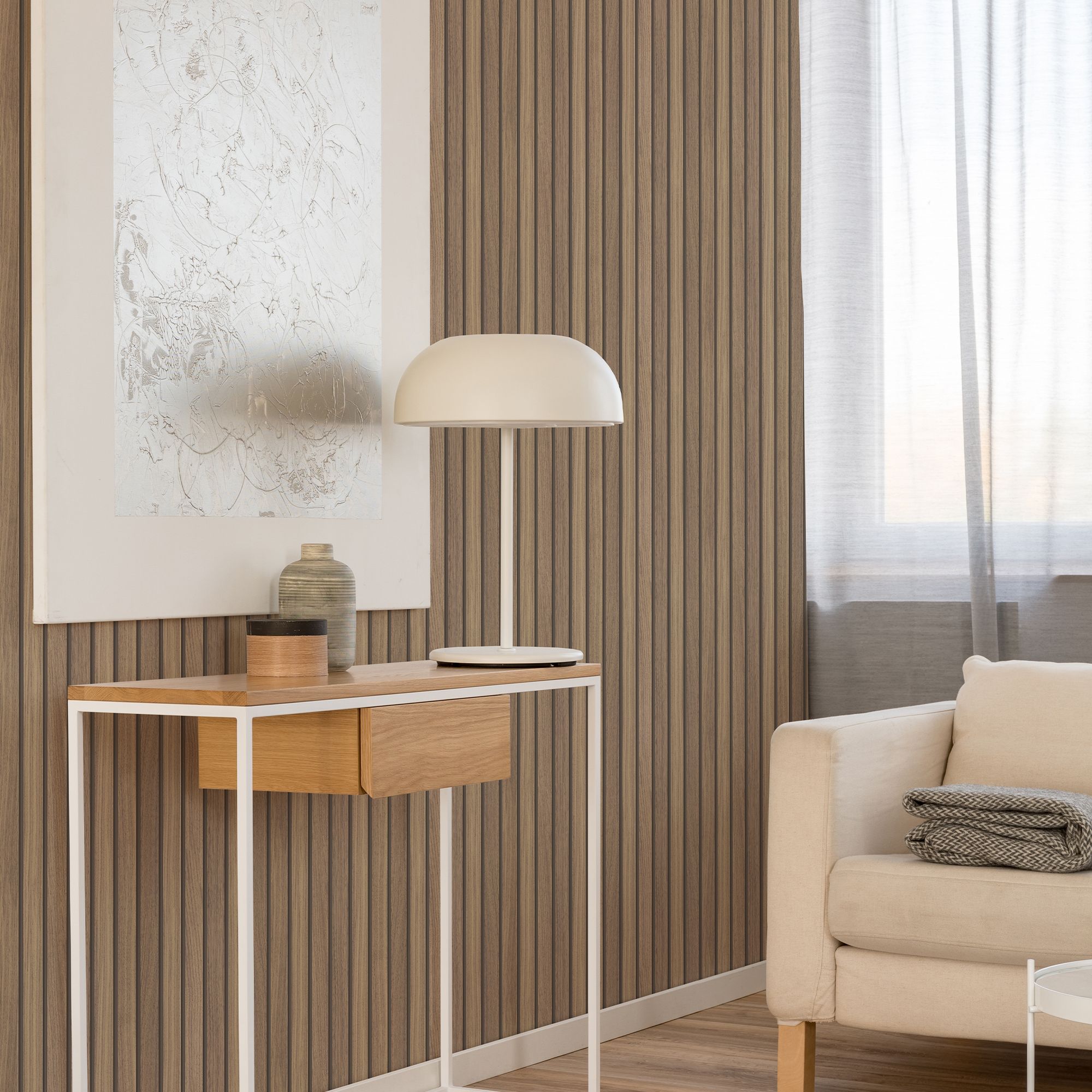 Fresco Wooden slats Natural Smooth Wallpaper Sample