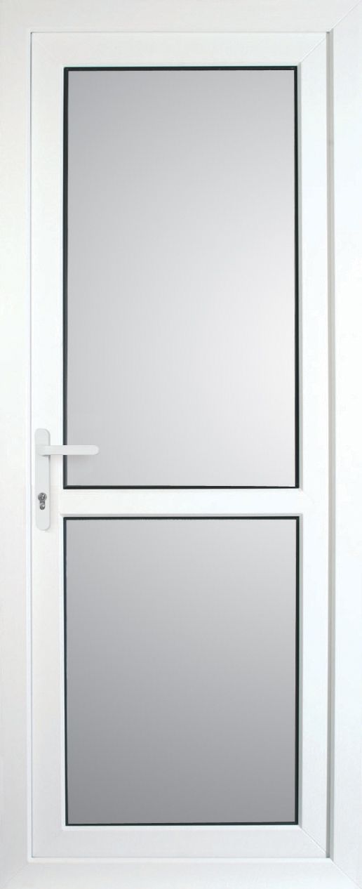 Frosted Glazed White Left-hand External Back Door set, (H)2055mm (W)920mm