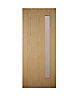 Frosted Glazed White oak veneer LH & RH External Front Door set, (H)2074mm (W)856mm