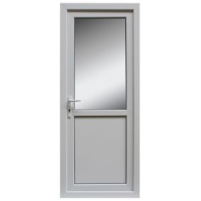 Frosted Glazed White RH External Back Door set, (H)2055mm (W)840mm