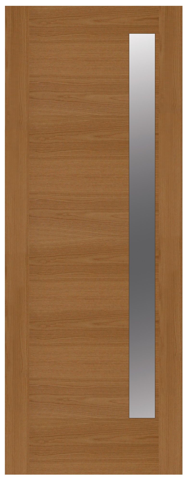 Frosted Glazed Wooden White oak veneer External Front door, (H)2032mm (W)813mm