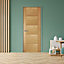 Fully finished Linear Contemporary White oak veneer Internal Door, (H)1981mm (W)610mm (T)35mm
