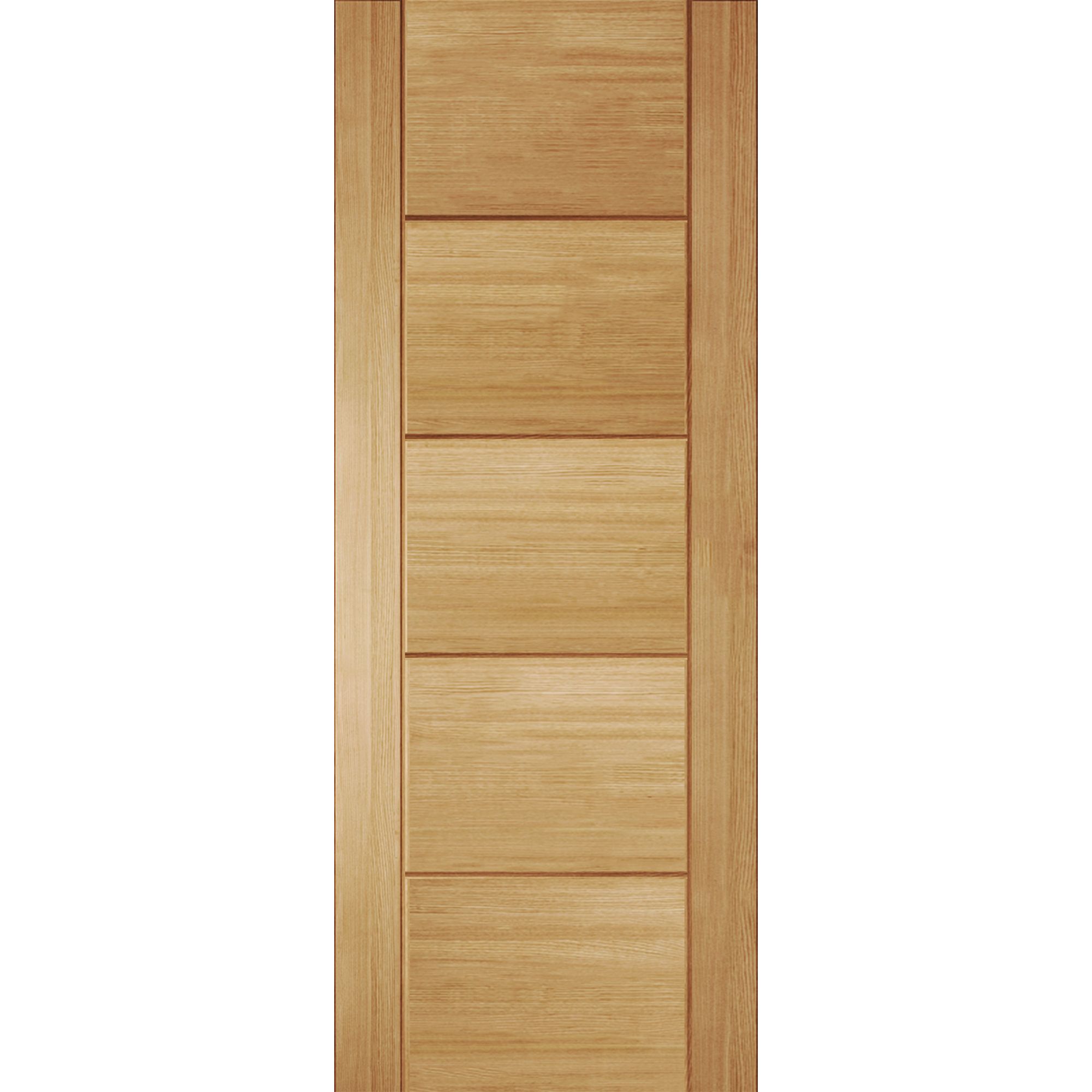 Fully finished Linear Contemporary White oak veneer Internal Door, (H)1981mm (W)610mm (T)35mm