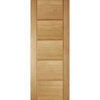 Fully finished Linear Contemporary White oak veneer Internal Door, (H)1981mm (W)838mm (T)35mm