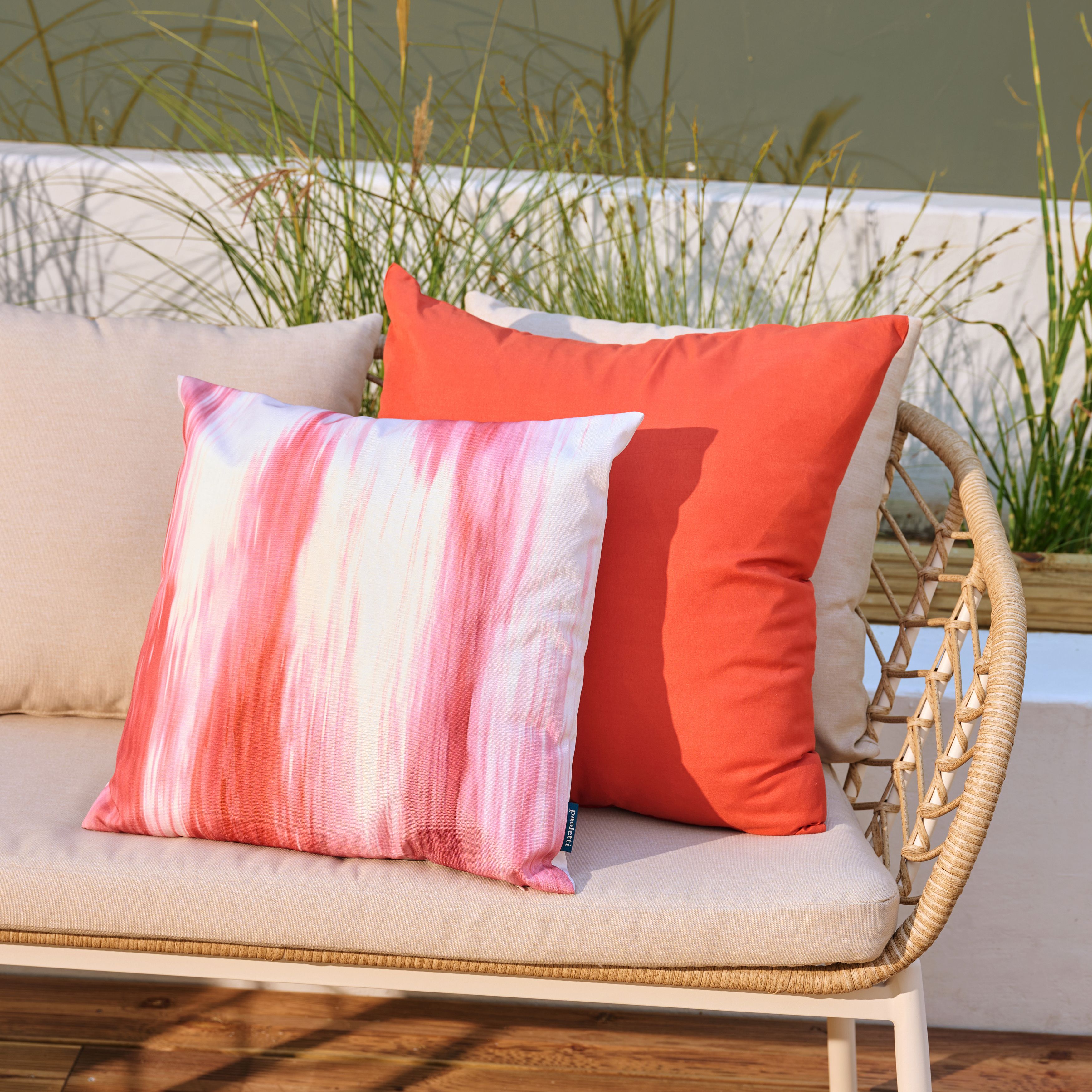 furn. Abstract Brushstrokes Multicolour Outdoor Cushion, (L)43cm x (W)43cm