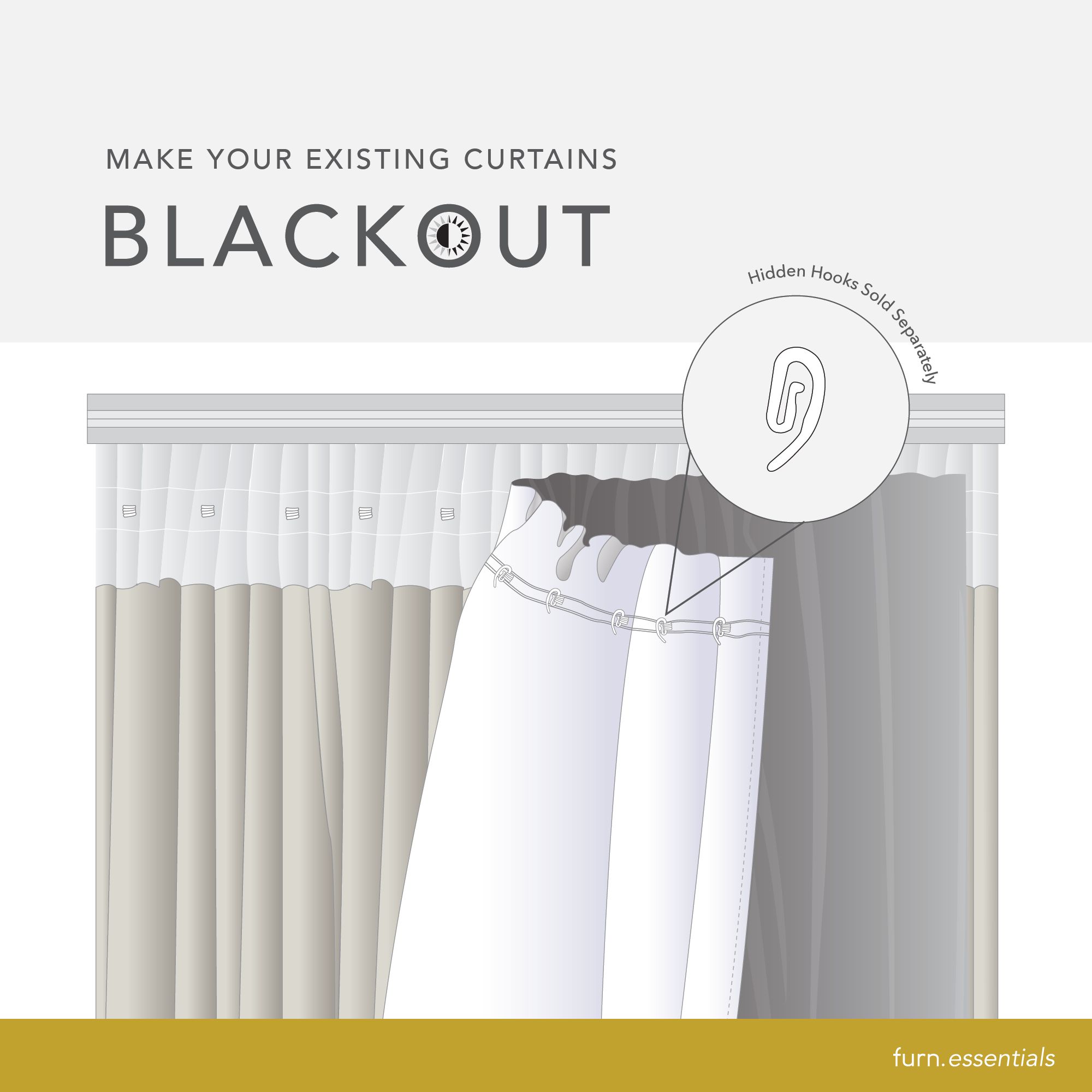 furn. Blackout Pencil pleat Curtain lining Pair, (L) 163cm x (W) 170cm