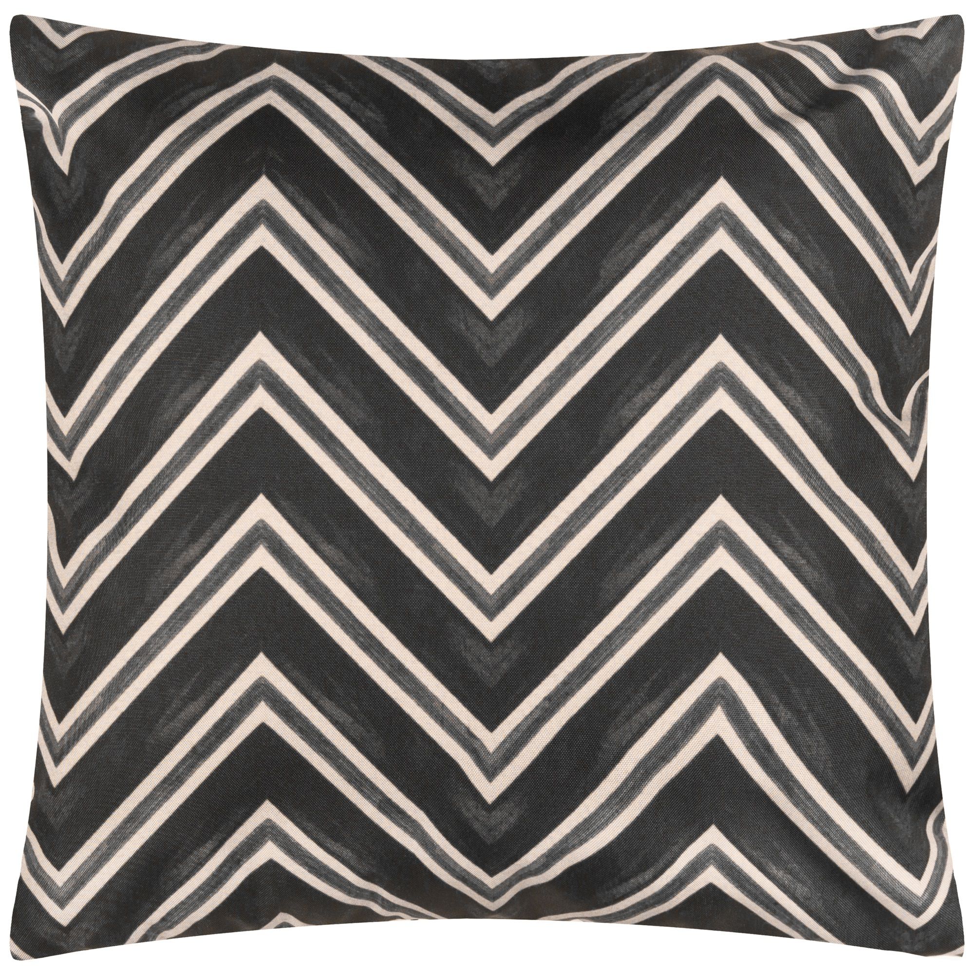 furn. Chevron Mono Geometric Outdoor Cushion, (L)43cm x (W)43cm