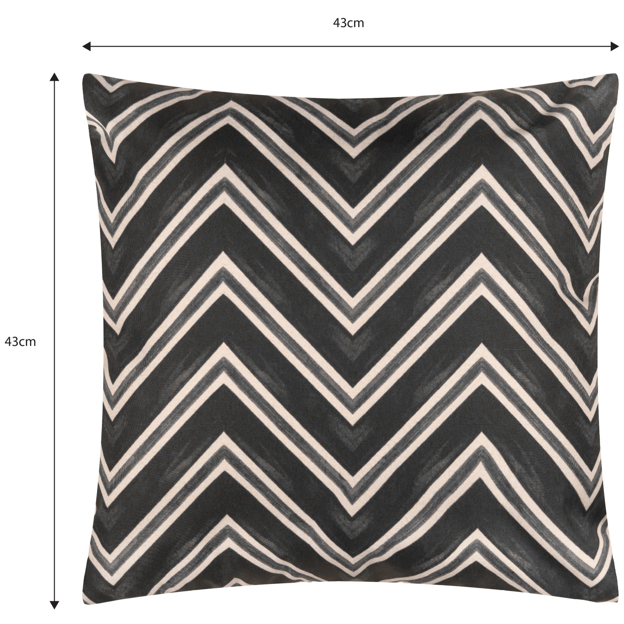 furn. Chevron Mono Geometric Outdoor Cushion, (L)43cm x (W)43cm