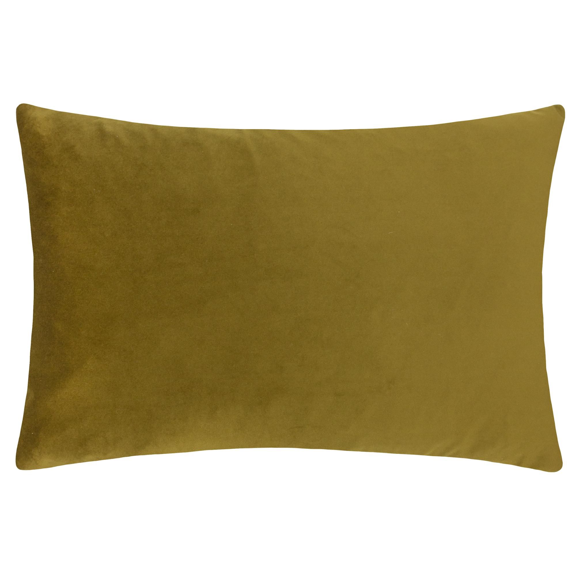 furn. Contra Olive & Natural Two-toned Velvet effect Indoor Cushion, (L)60cm x (W)40cm