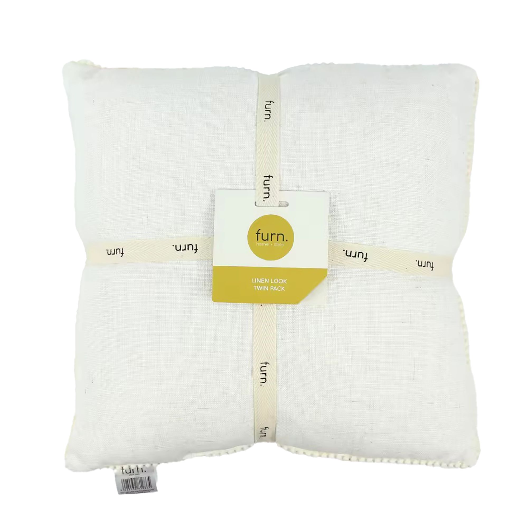furn. Cream Linen effect Indoor Cushion, (L)40cm x (W)40cm, Pair