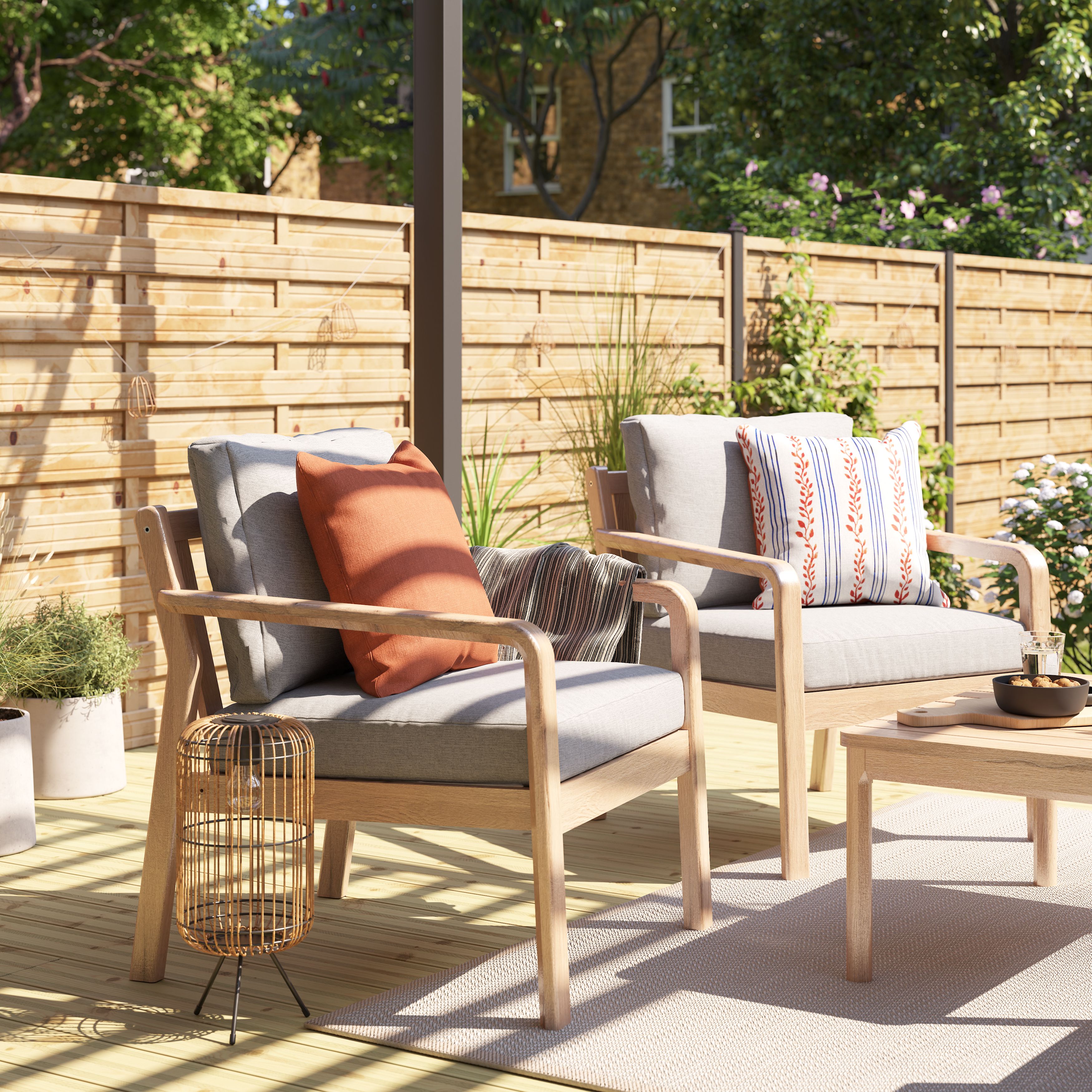 furn. Ditsy Orange Leaf Outdoor Cushion, (L)43cm x (W)43cm