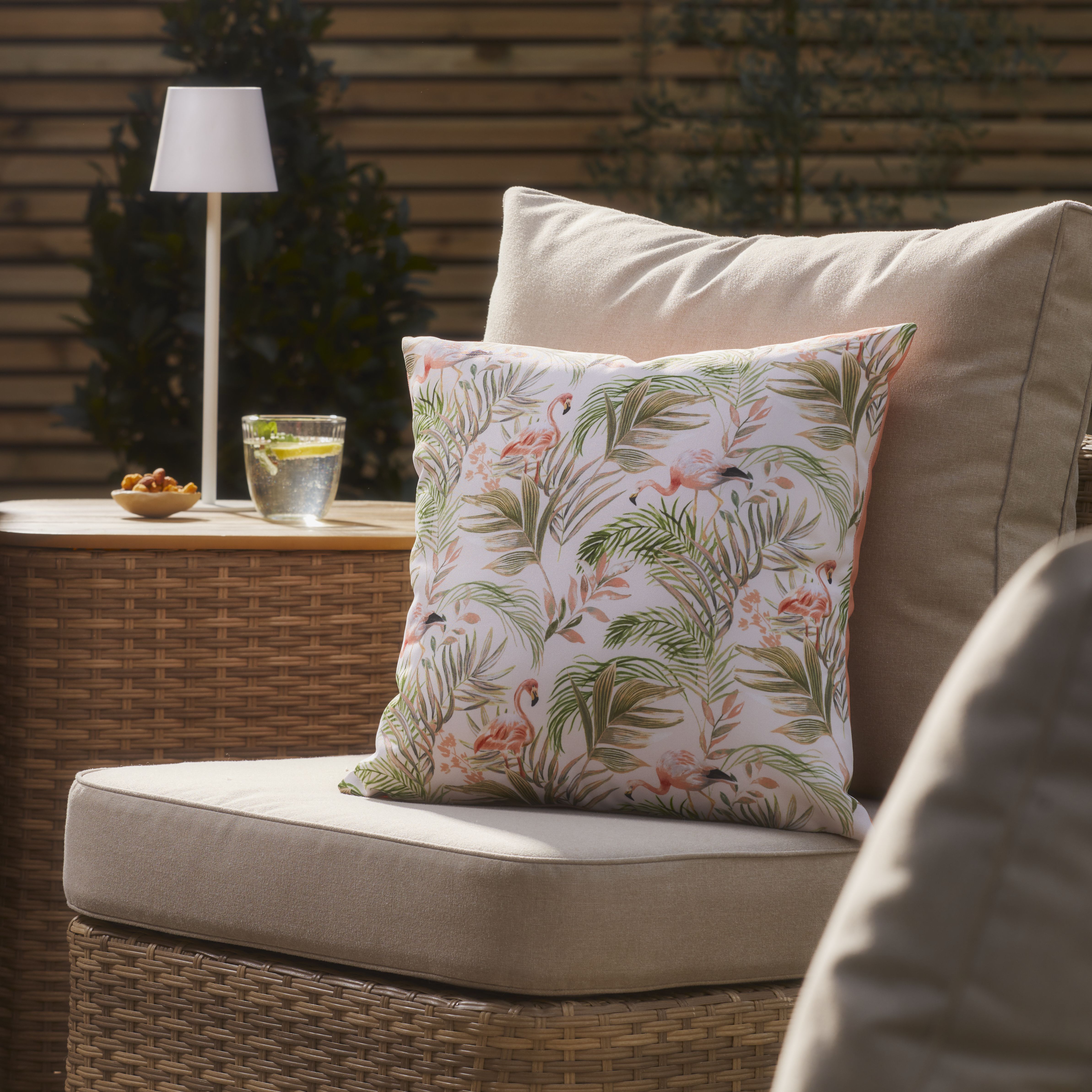furn. Flamingo Lake Multicolour Outdoor Cushion, (L)43cm x (W)43cm
