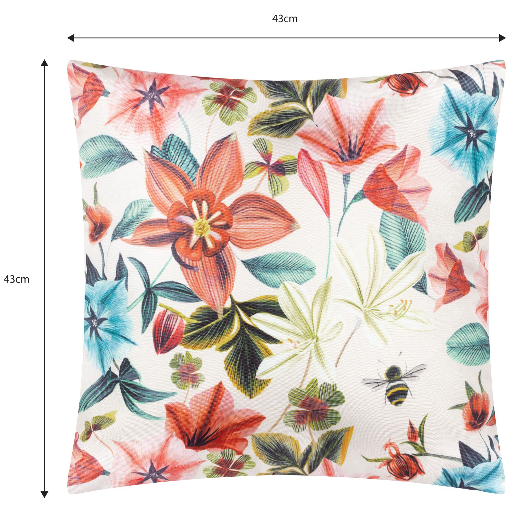furn. Garden Bee Multicolour Outdoor Cushion, (L)43cm x (W)43cm