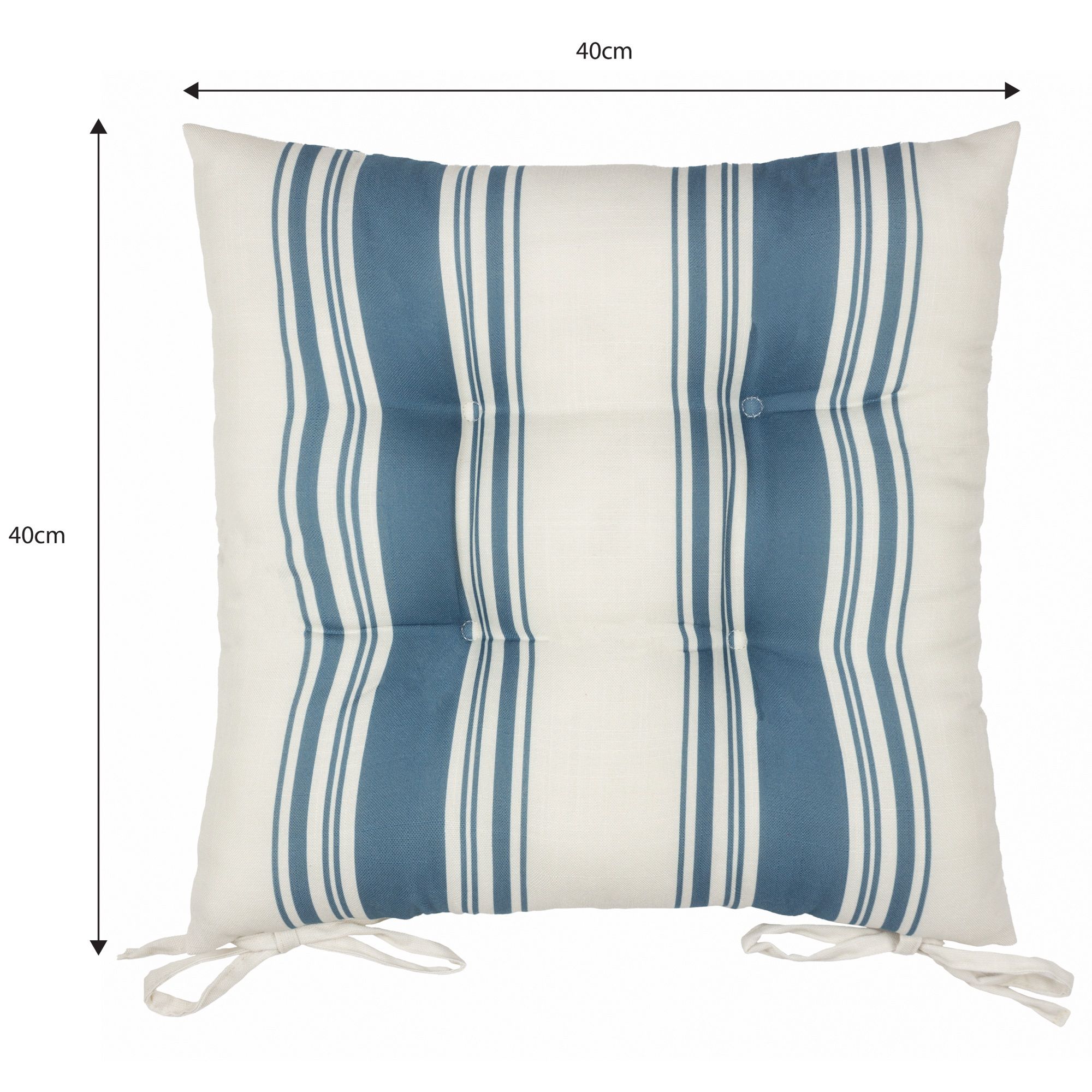 furn. Hampton Blue Striped Square Seat pad, Pack of 2 (L)40cm x (W)40cm