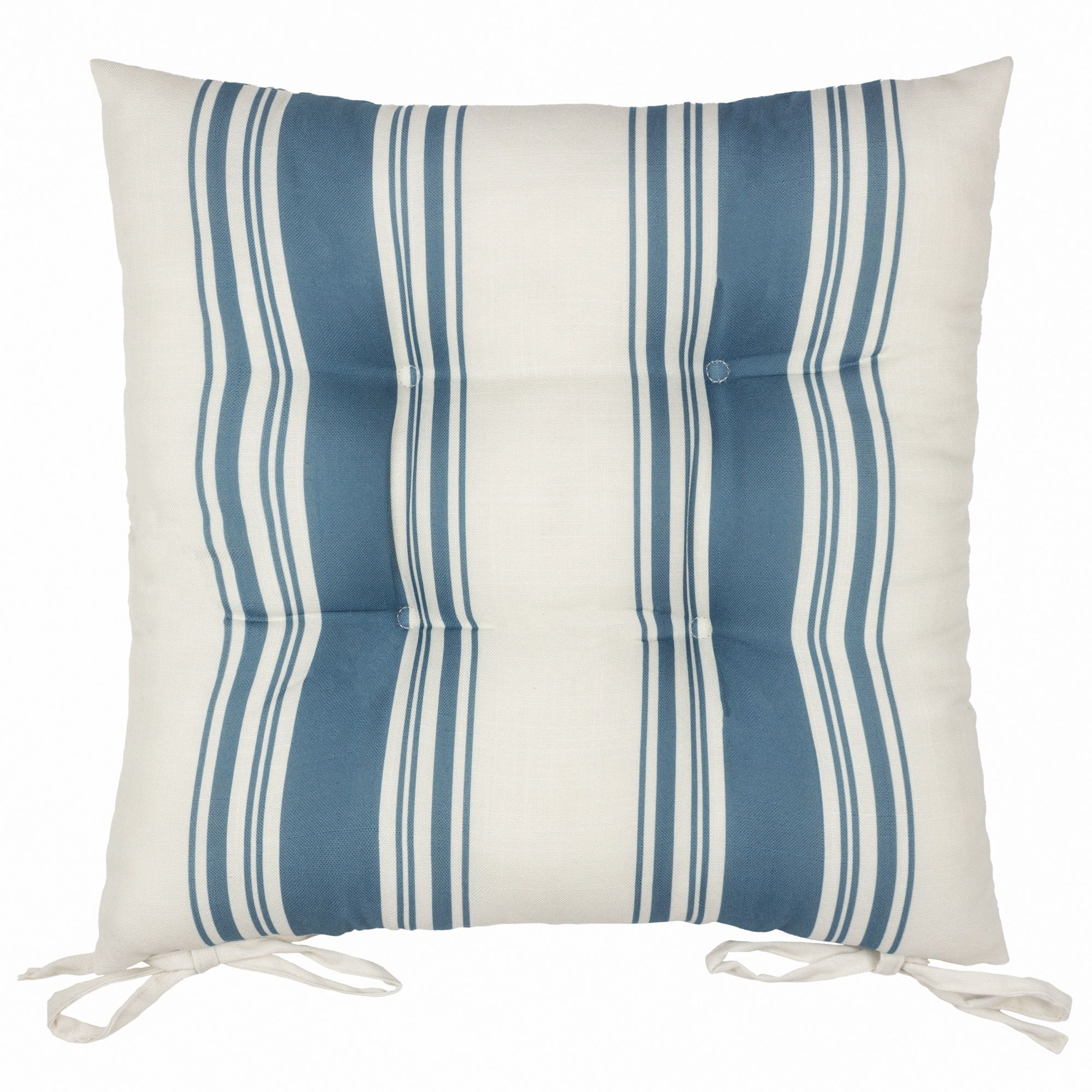 furn. Hampton Blue Striped Square Seat pad, Pack of 2 (L)40cm x (W)40cm