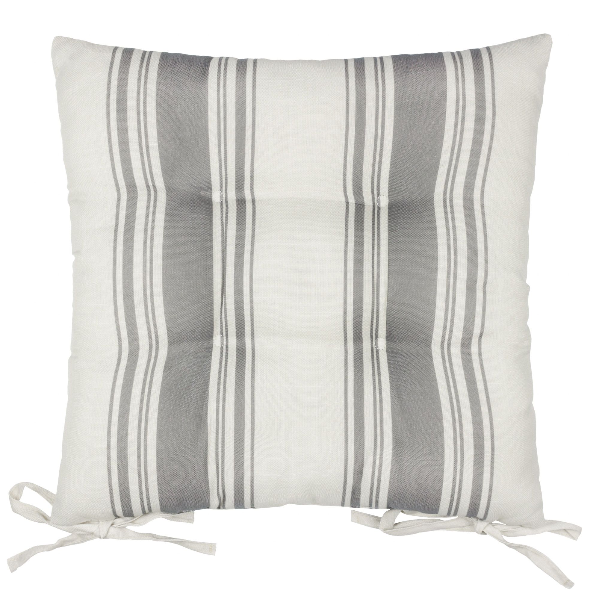furn. Hampton Grey Striped Square Seat pad, Pack of 2 (L)40cm x (W)40cm