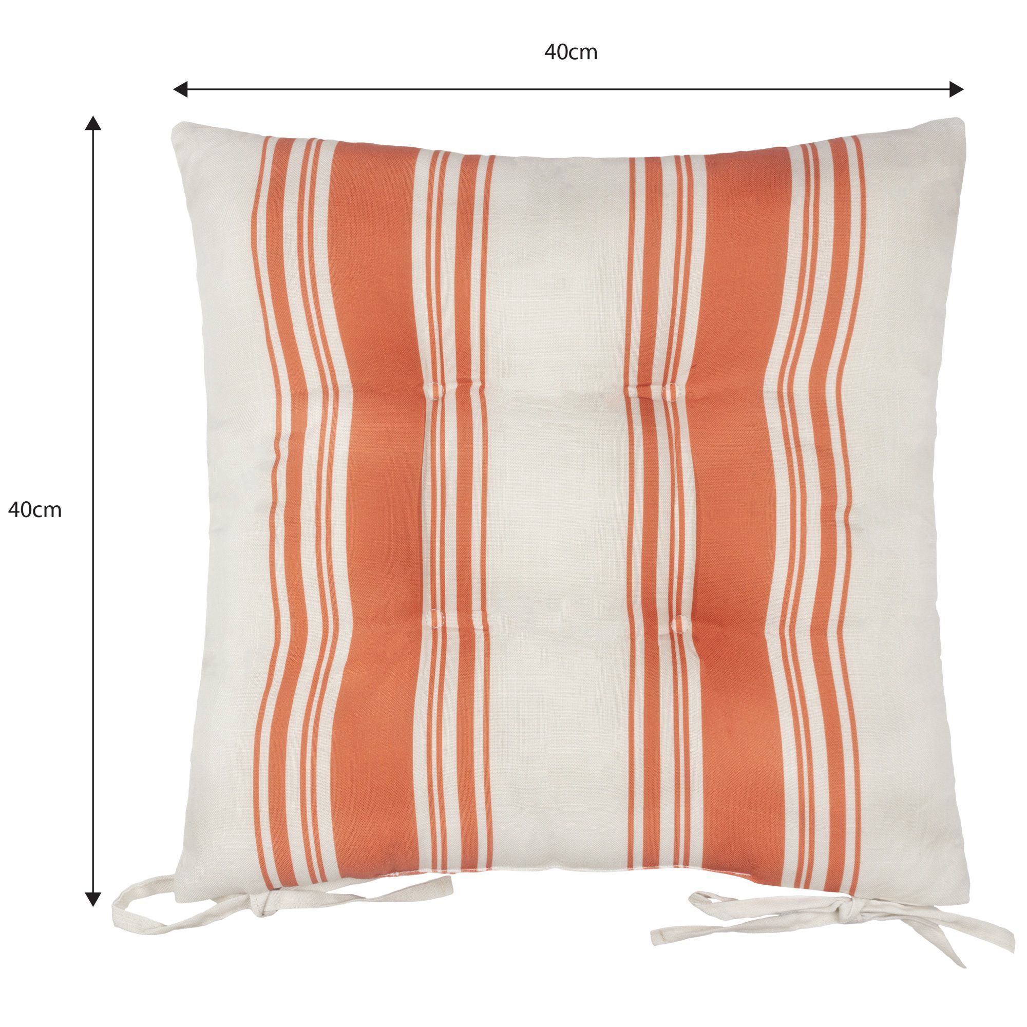 furn. Hampton Mango Striped Square Seat pad, Pack of 2 (L)40cm x (W)40cm