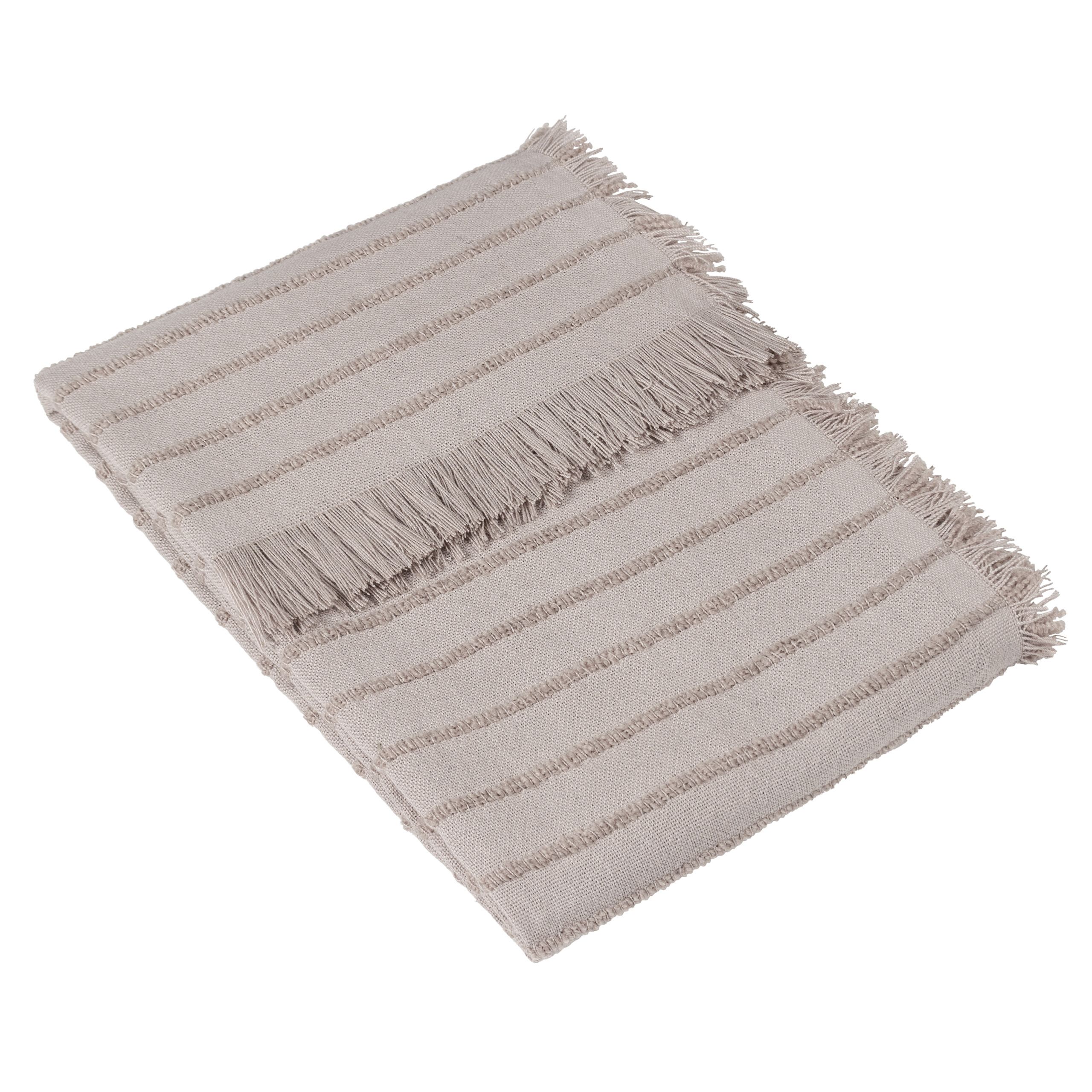 furn. Hazie Greige Striped Woven Throw