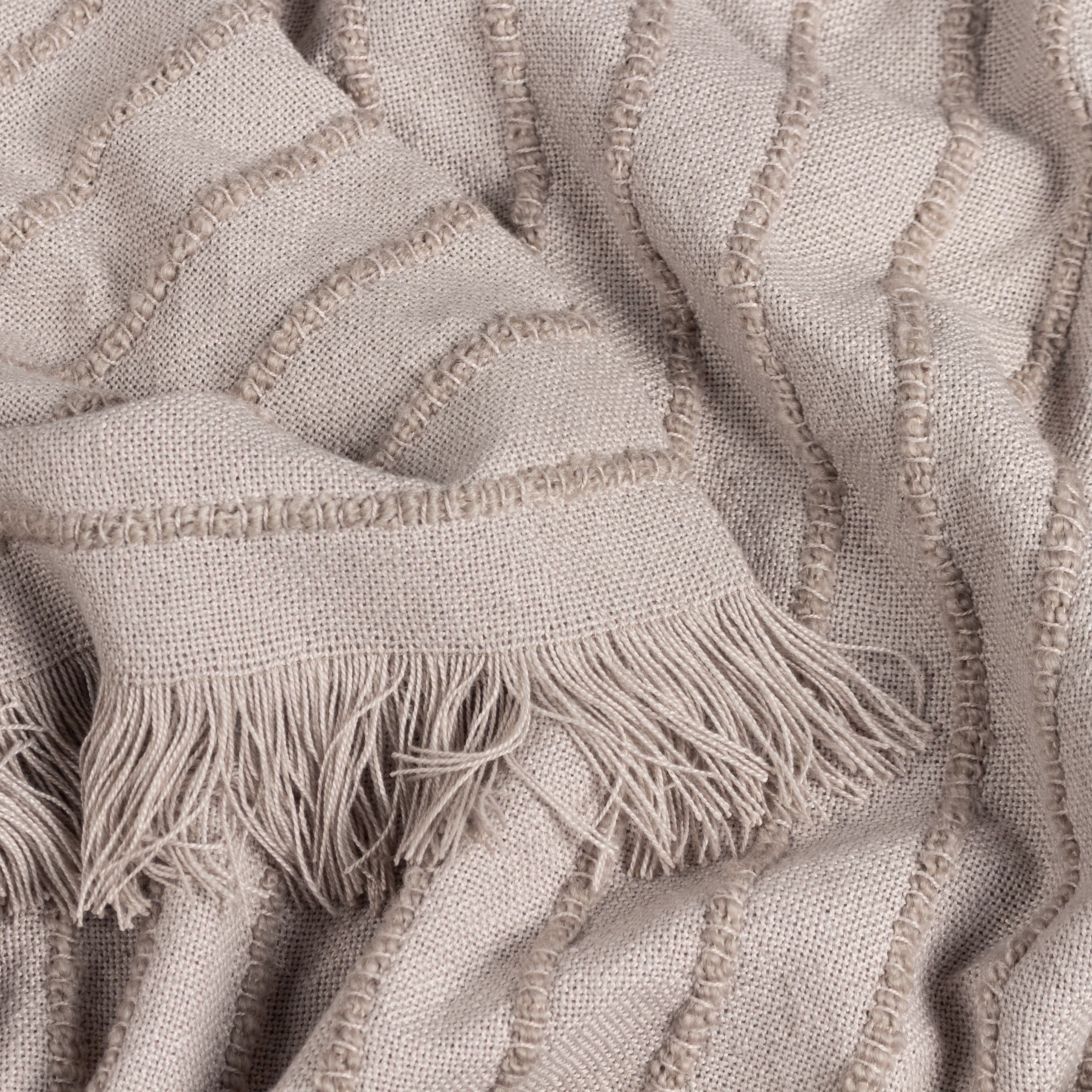 furn. Hazie Greige Striped Woven Throw