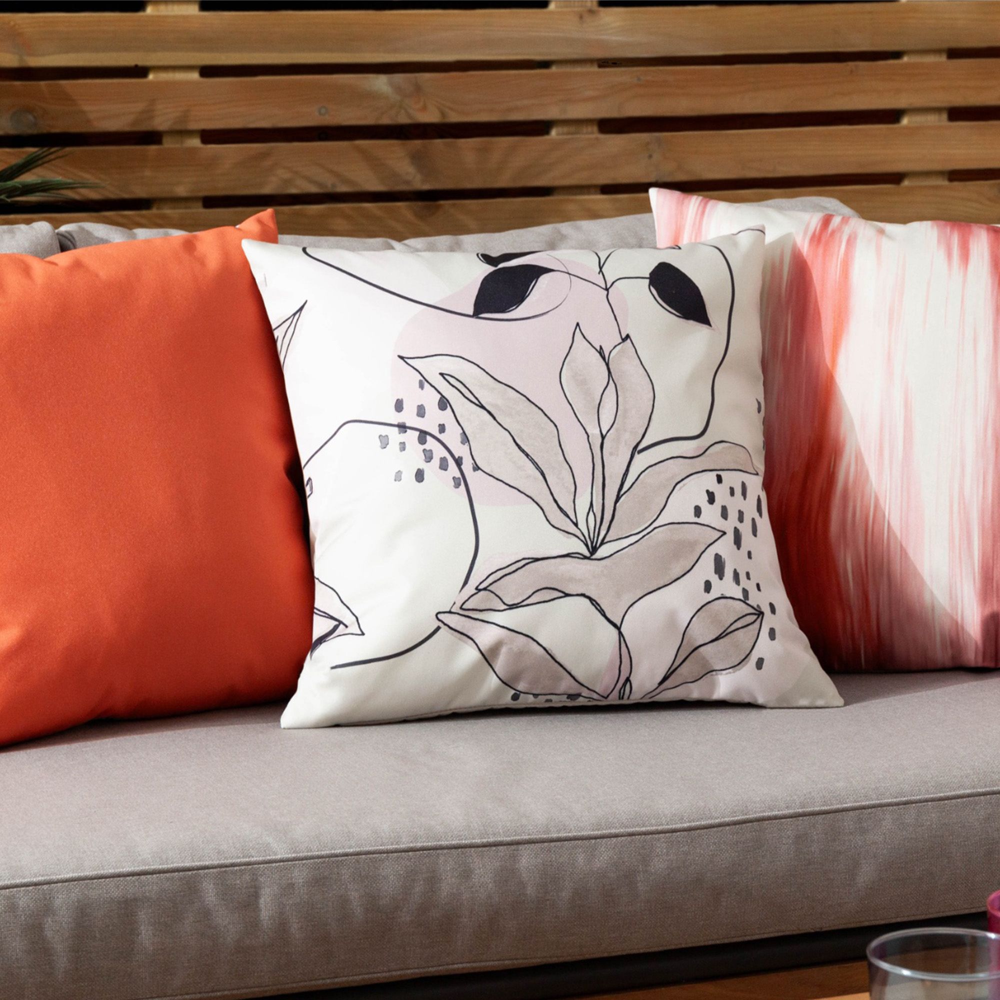 furn. Kalma Multicolour Floral Outdoor Cushion, (L)43cm x (W)43cm